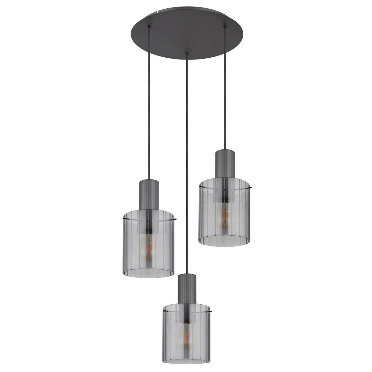 Függőlámpa 15904-3hr - sötétszürke, Design, Üveg/fém (48/150cm) - Globo