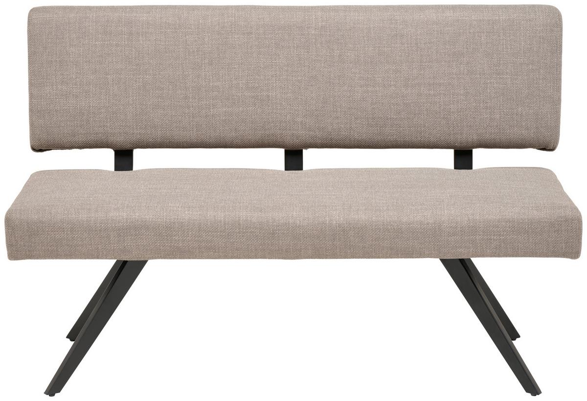 Sitzbank Andros mit Lehne Hellgrau, B: 140 cm - Hellgrau/Schwarz, KONVENTIONELL, Textil/Metall (140/90/62cm) - MID.YOU