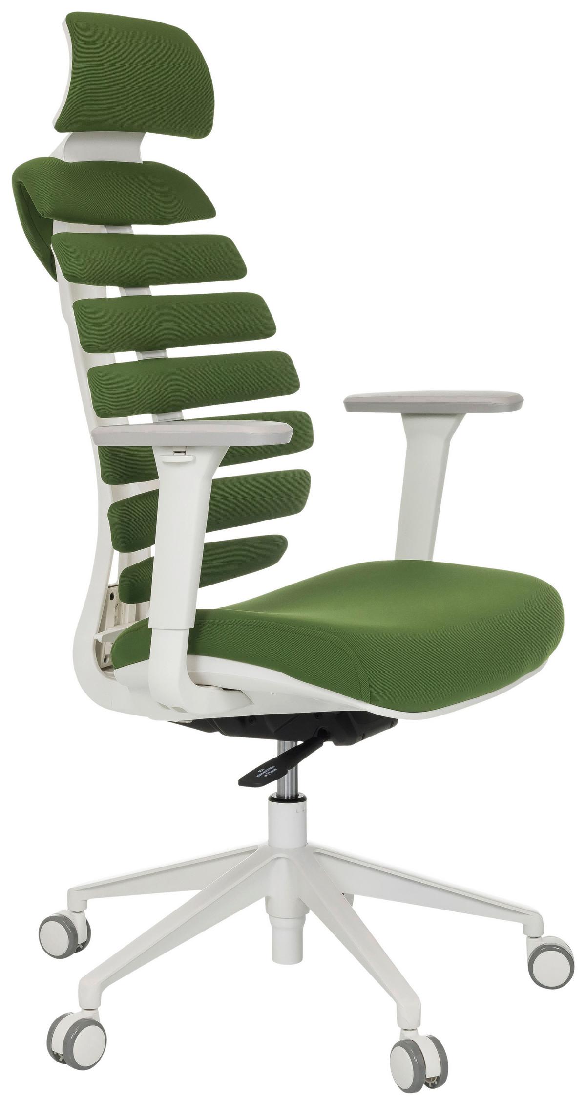 Drehstuhl Ergo Line W Grün B: 67 cm - Weiß/Grün, MODERN, Kunststoff/Textil (67/116 - 133/65cm) - MID.YOU