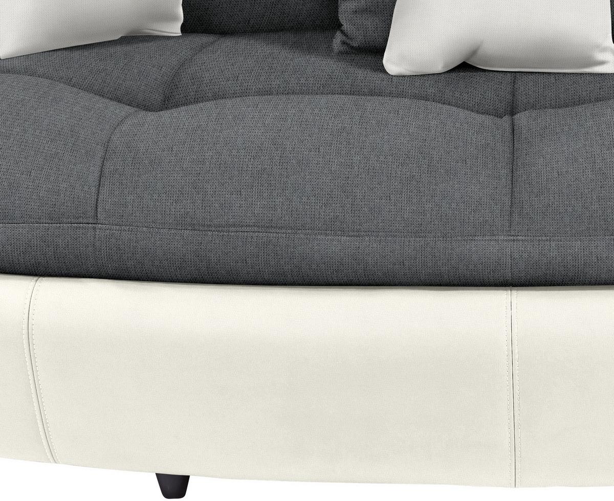 Megasofa Mit Kissen Aruba, Mikrofaser/lederlook - Schwarz/Weiß, LIFESTYLE, Textil (238/80/140cm)