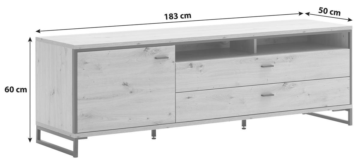 TV-Element Buenos Aires B: 183 cm Anthrazit/Eiche Dekor - Eichefarben/Anthrazit, Design, Holzwerkstoff/Metall (183/60/50cm) - MID.YOU