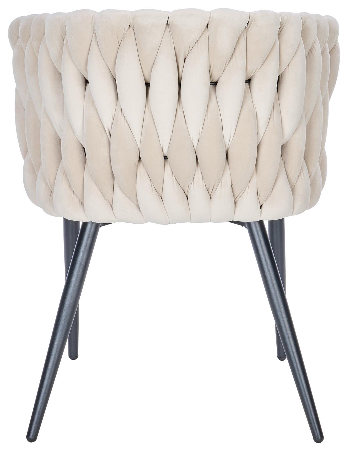 Stuhl Hardy Samt Beige B: 63 Cm - Beige/Schwarz, MODERN, Textil/Metall (63/58/78cm) - Livetastic