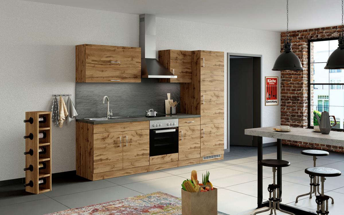 Küchenzeile Sorrento Ohne Geräte 270 Cm Eichefarben - Eichefarben/Anthrazit, MODERN, Holzwerkstoff (270/200/60cm) - Held