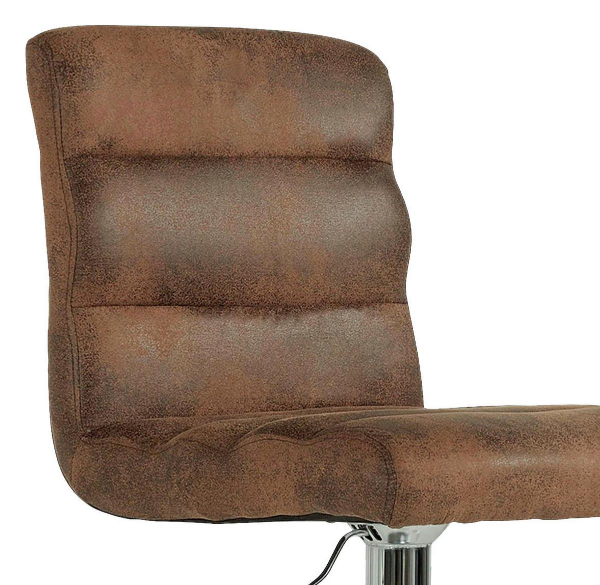 Barhocker mit Lehne 2er-Set Jordan Lederlook Braun/Chrom - Chromfarben/Braun, MODERN, Textil/Metall (42/98-120/51cm) - MID.YOU