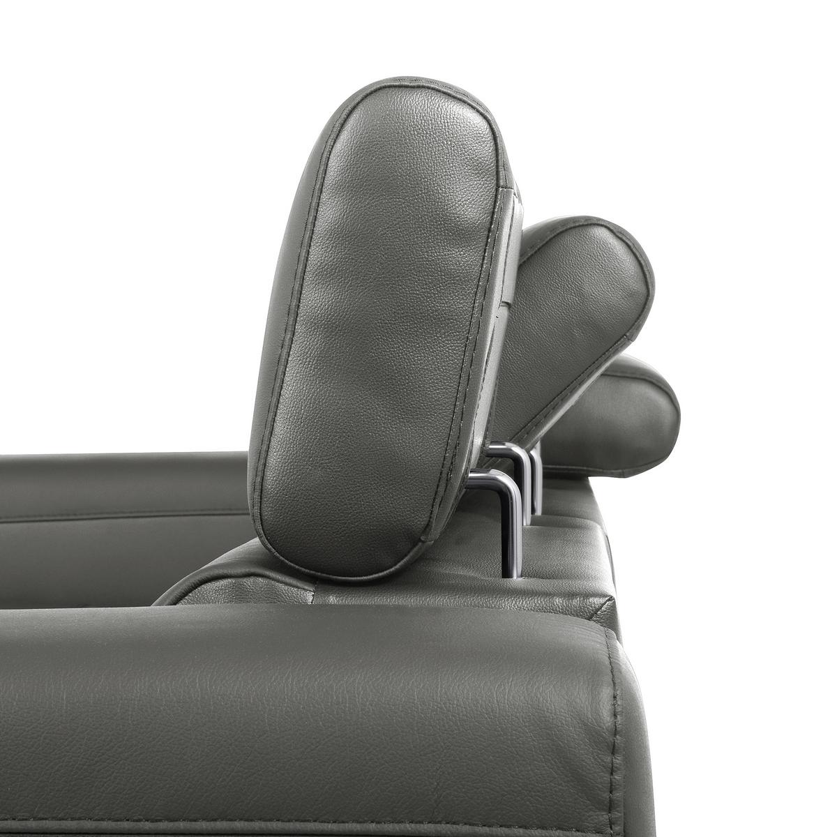 Ecksofa Torino Teilleder Anthrazit 247x173 - Anthrazit/Schwarz, Design, Leder/Textil (247/173cm) - Livetastic