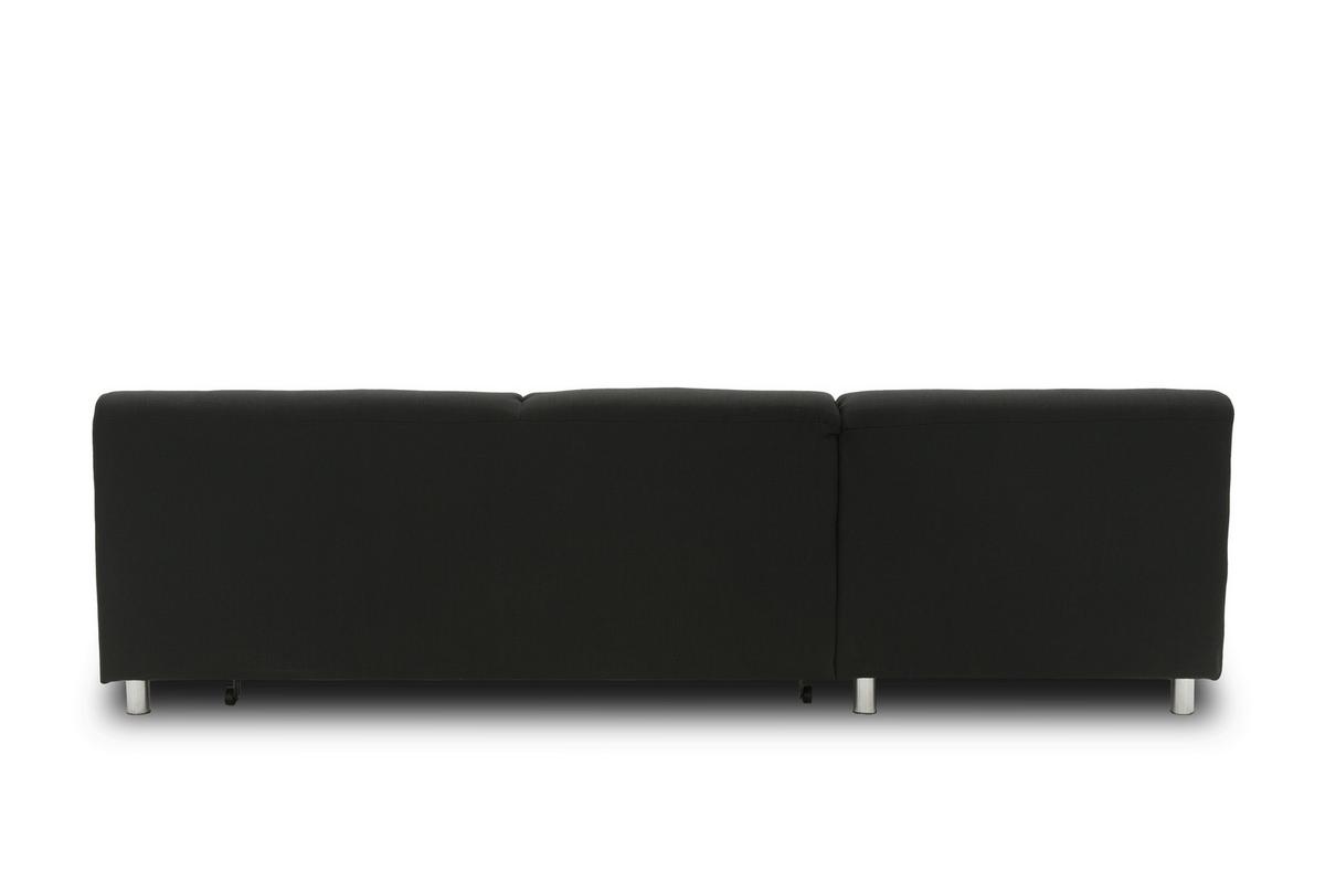 Ecksofa Jamie Armlehnen Schwarz Webstoff - Chromfarben/Schwarz, KONVENTIONELL, Textil (150/251cm) - MID.YOU