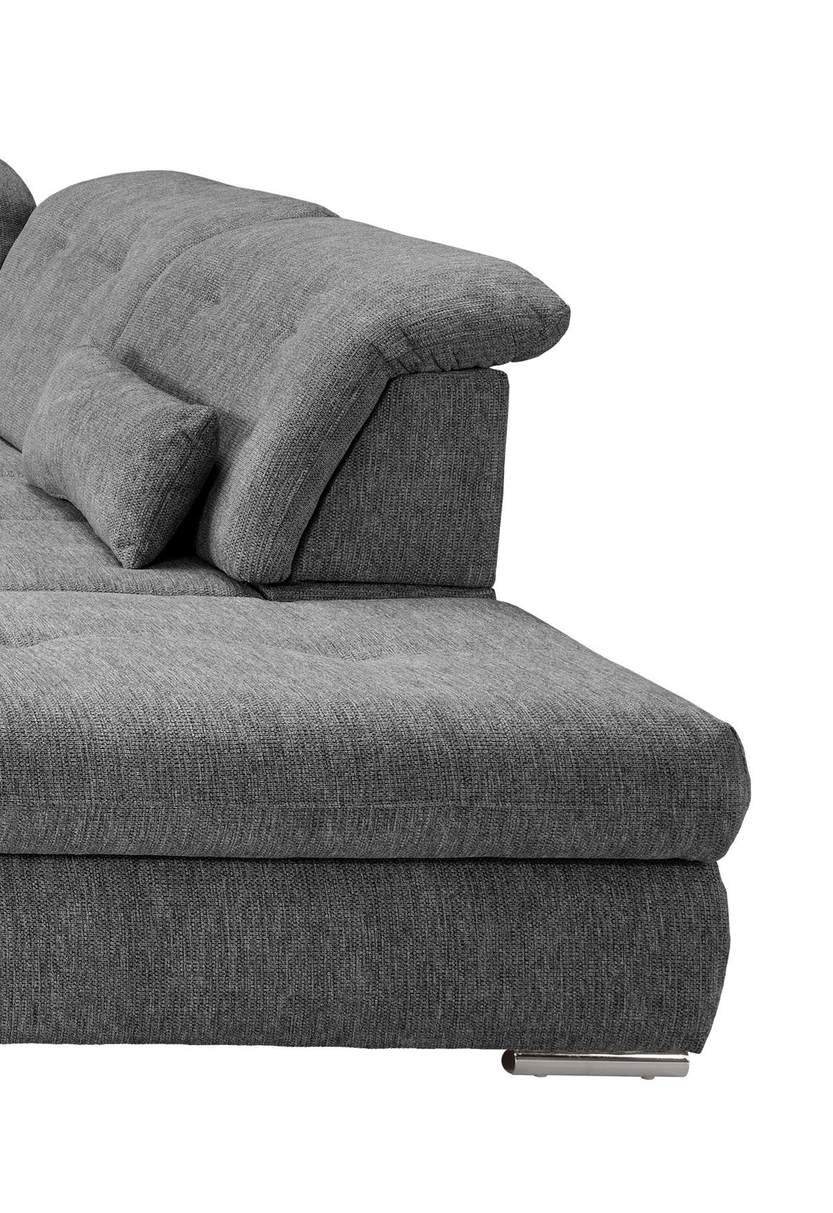 Wohnlandschaft Dalida Anthrazit U: 195x376x254 Cm - Chromfarben/Anthrazit, Design, Textil (195/376/254cm) - Livetastic