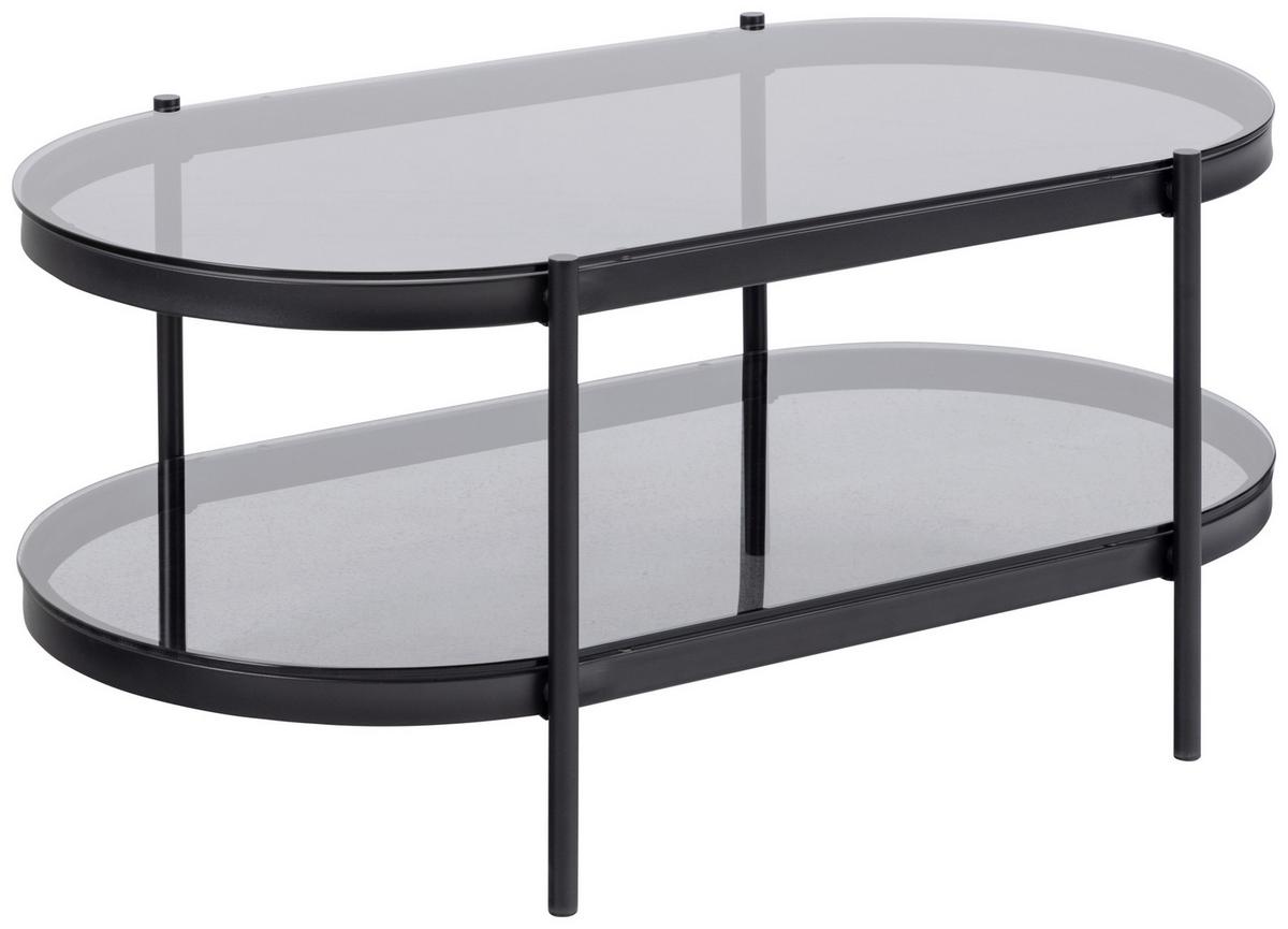 Couchtisch Bayonne - Schwarz/Grau, Trend, Glas/Metall (95/50/42cm) - MID.YOU