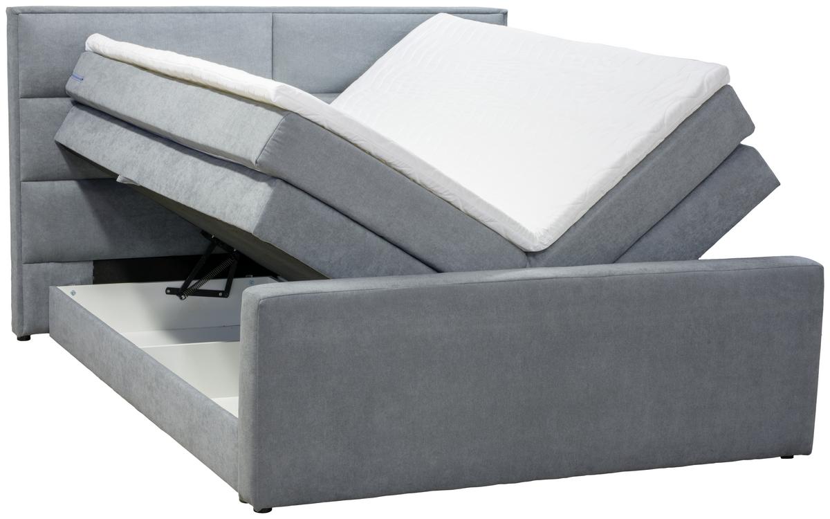 Boxspringbett Mit Topper & Bettkasten 160x200 Cm Beletto - Schwarz/Grau, Basics, Holz/Textil (160/200cm) - Livetastic