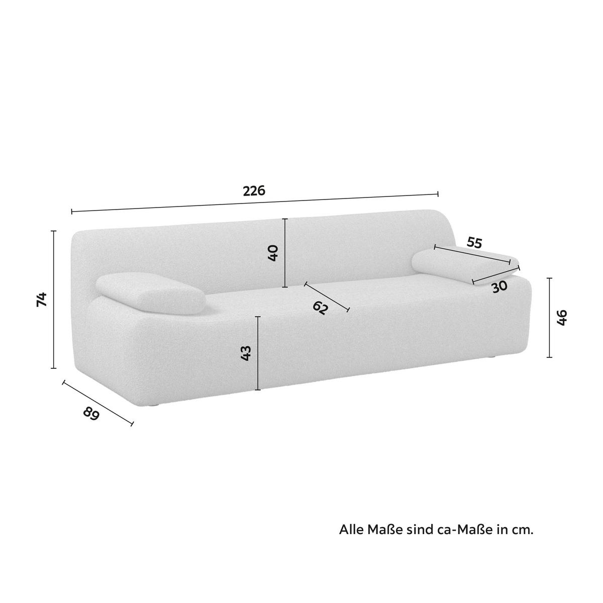 Pohovka SOPHIE, hnědá žinylka, max. 360 kg - černá/přírodní barvy, Moderní, dřevo/textil (226/74/89cm) - Bessagi Home