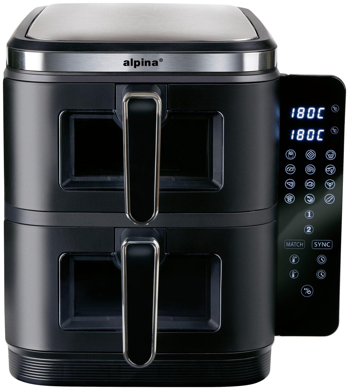 Heißluftfritteuse Air Fryer Double Stack 2x 5.5l - Schwarz, Basics, Kunststoff/Metall (35/29/38cm)