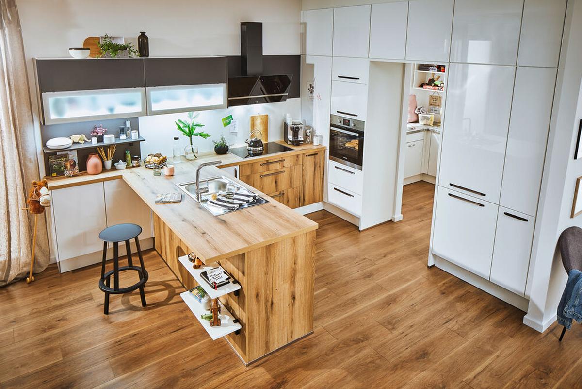 Einbauküche Pn 20 Frei Planbar Modernes Design - Eichefarben/Anthrazit, Holzwerkstoff - Pino