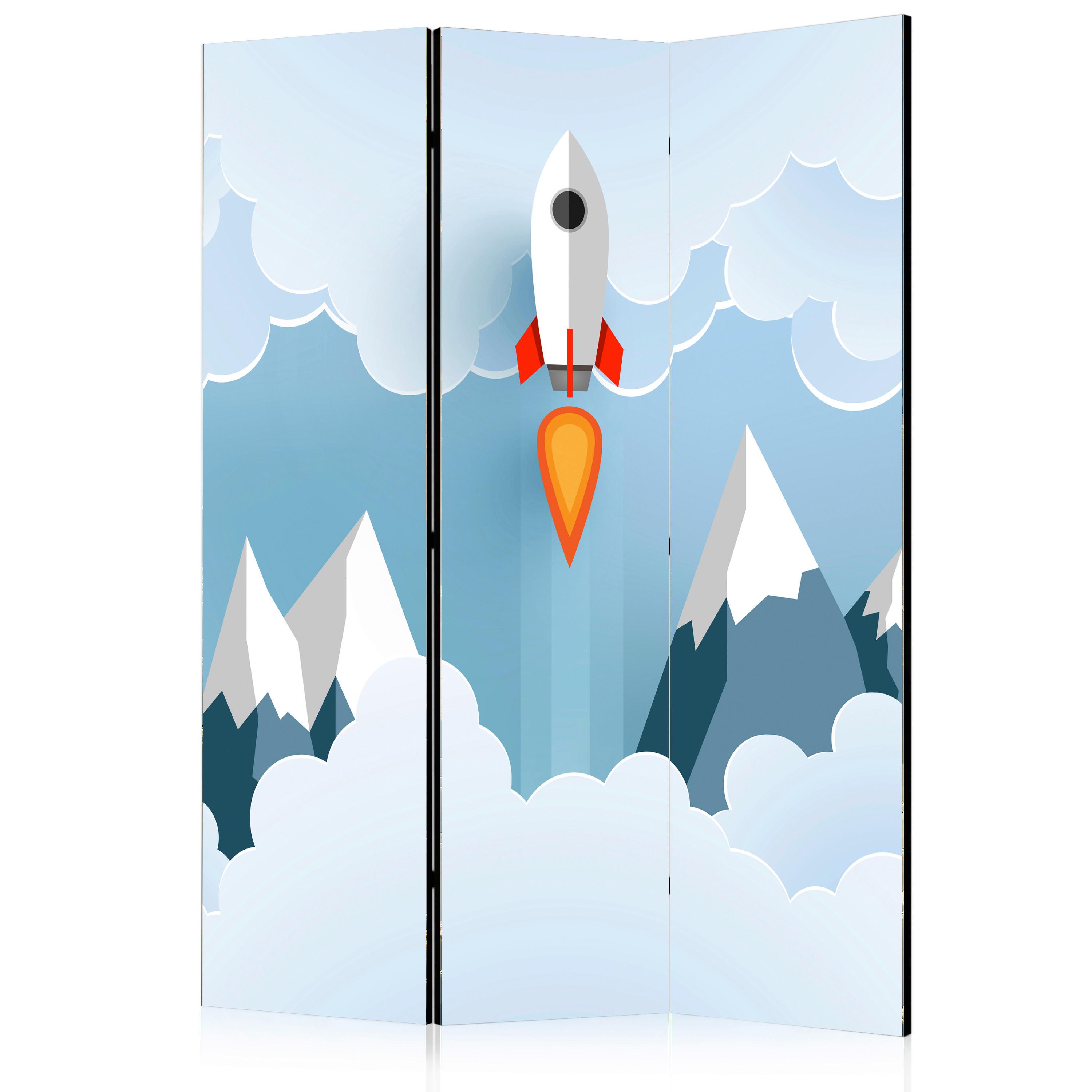 Paravent Weiß Hellblau B: 135 Cm - Weiß/Hellblau, Basics, Holz/Textil (135/172/3cm) - artgeist