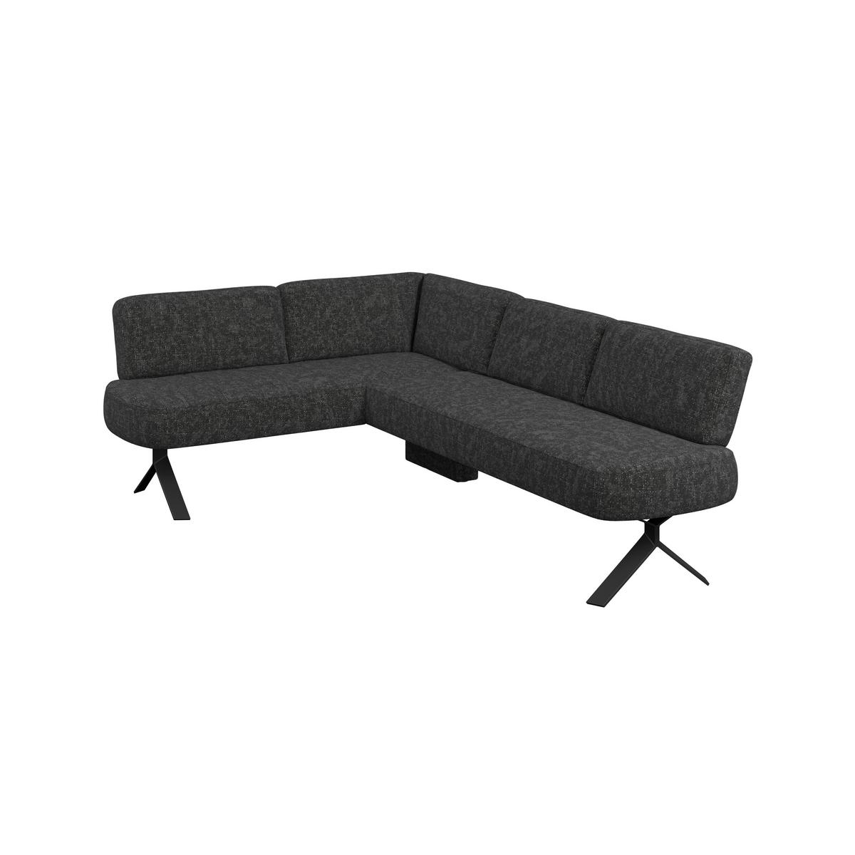 Eckbank dunkelgrau/Metallbeine Ulmo, S:176x248cm - Dunkelgrau/Schwarz, MODERN, Textil/Metall (176/248cm)