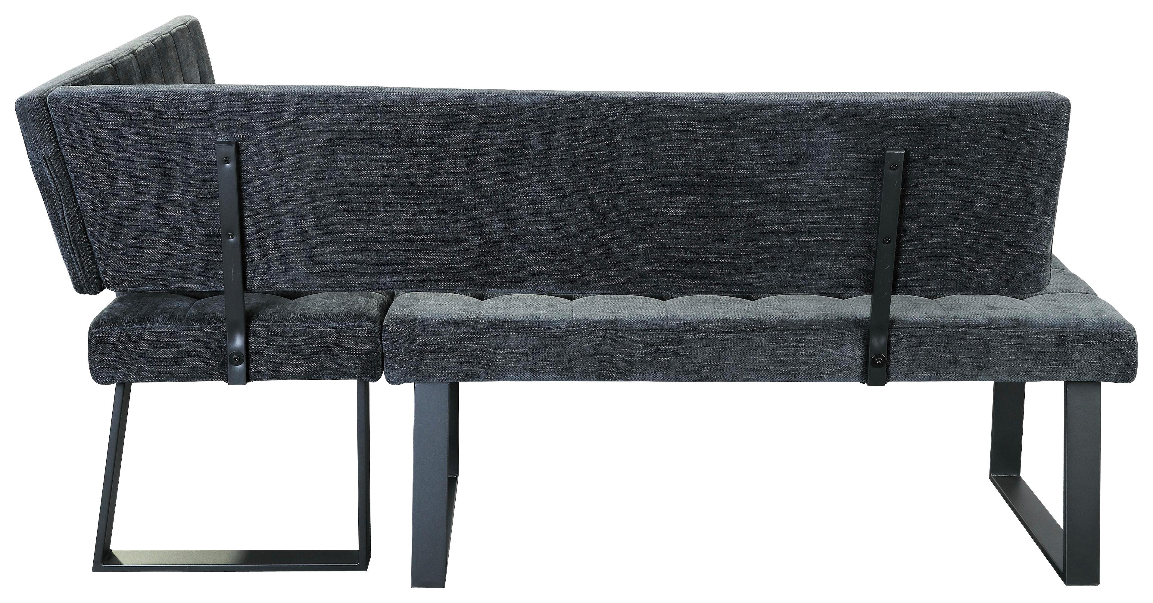 Eckbank Dunkelgrau Polyester Lavik 185x134 cm - Dunkelgrau/Schwarz, MODERN, Textil/Metall (185/134cm) - MID.YOU