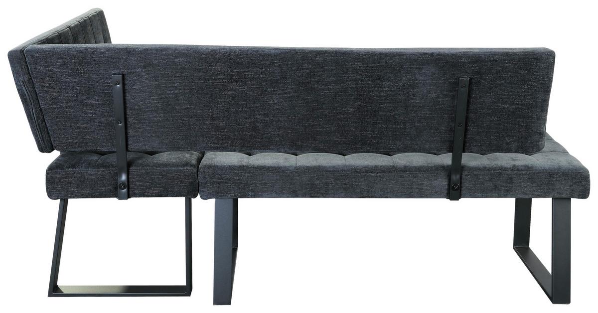 Eckbank Dunkelgrau Polyester Lavik 185x134 cm - Dunkelgrau/Schwarz, MODERN, Textil/Metall (185/134cm) - MID.YOU
