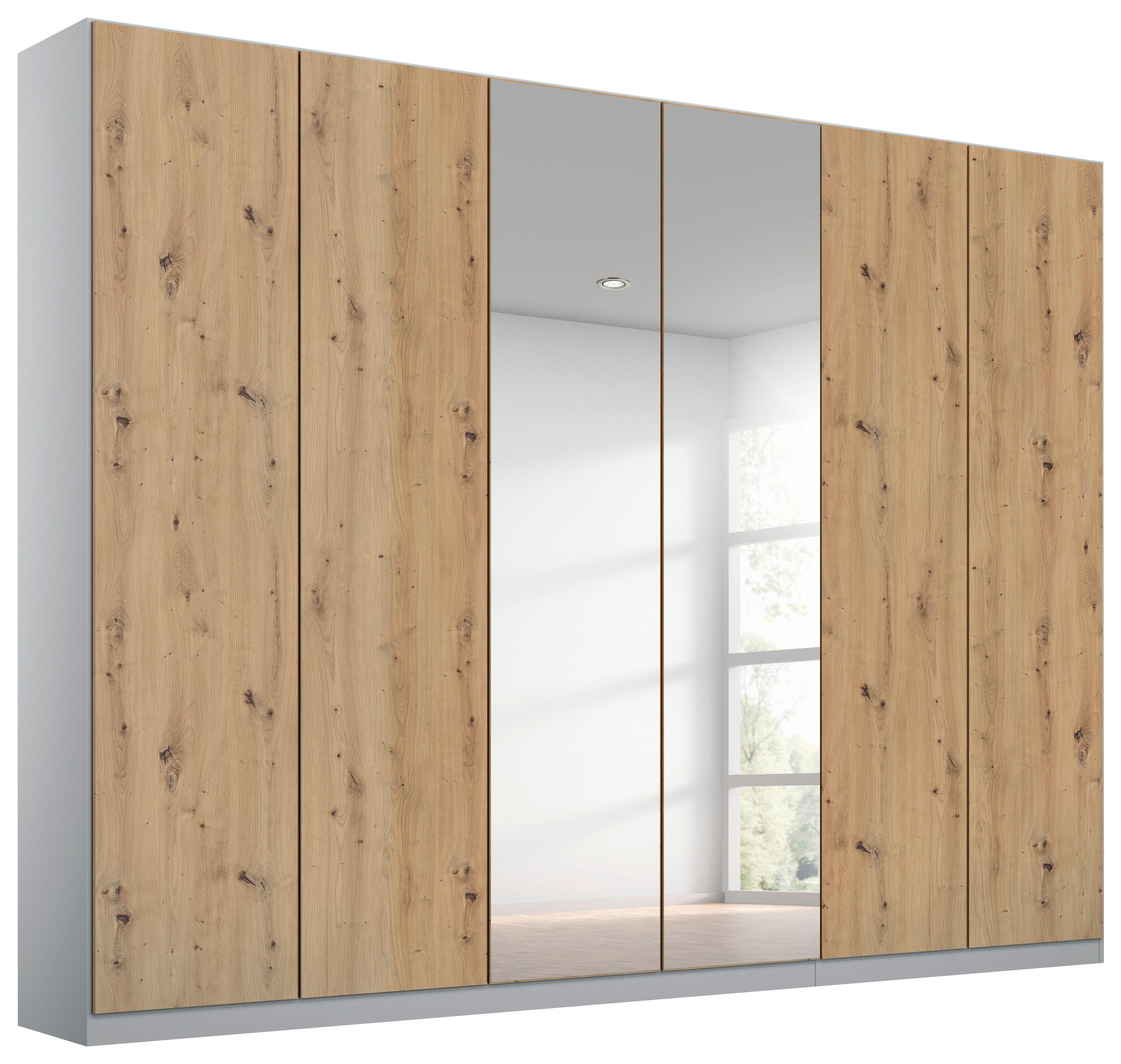 Drehtürenschrank Mit Spiegel 271 Cm Alabama Extra Hellgrau - Silberfarben/Hellgrau, MODERN, Holzwerkstoff (271/229/54cm)