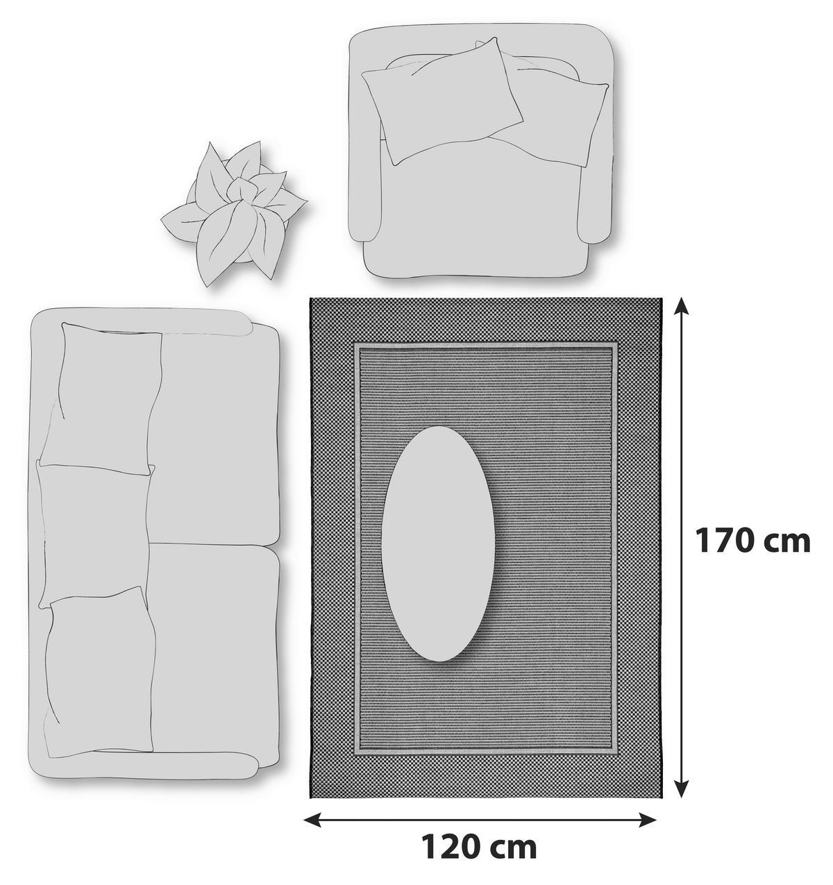 Flachwebteppich Anthrazit / Silber Paul 120x170 cm - Anthrazit, Basics, Textil (120/170cm) - James Wood