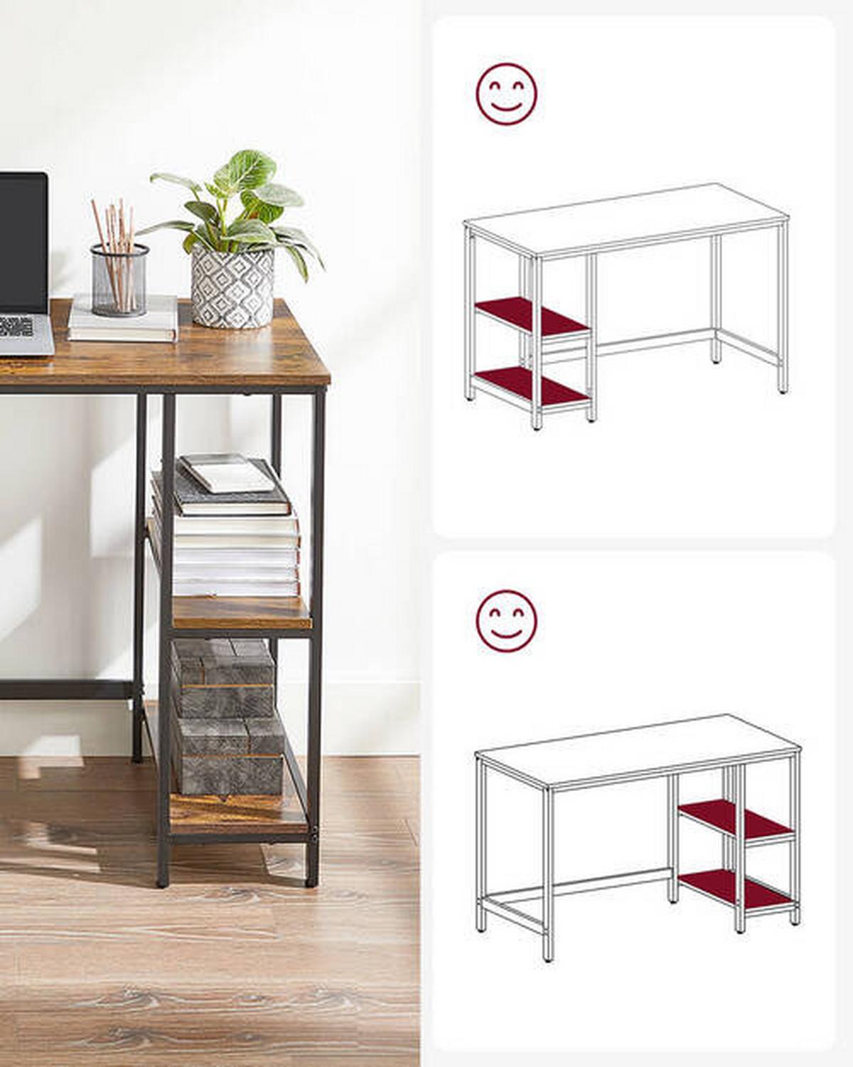 Schreibtisch Mit Stauraum B: 50 Cm, H: 75 Cm, Iron - Schwarz/Braun, Basics, Holzwerkstoff/Metall (100/50/75cm) - Boxxx