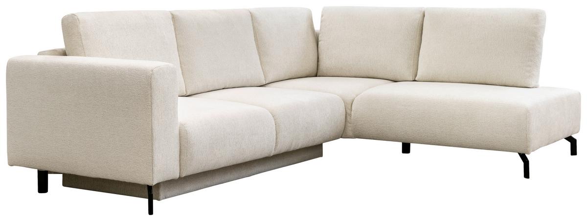 Rohová sedačka VENI, pravá, béžová ženilka - čierna/béžová, Modern, textil (272/210cm)