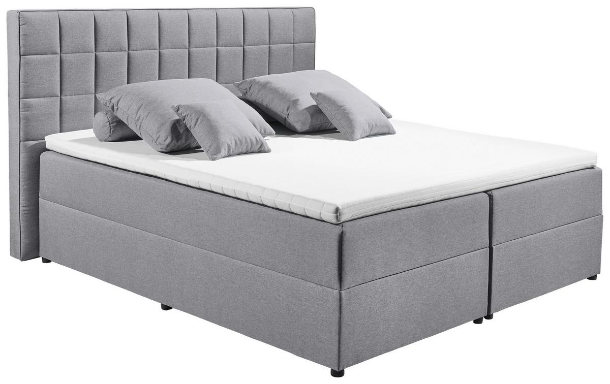 Boxspring postel ALASKA 180x200 cm šedá - šedá, Basics, kompozitní dřevo/textil (180/200cm) - MID.YOU