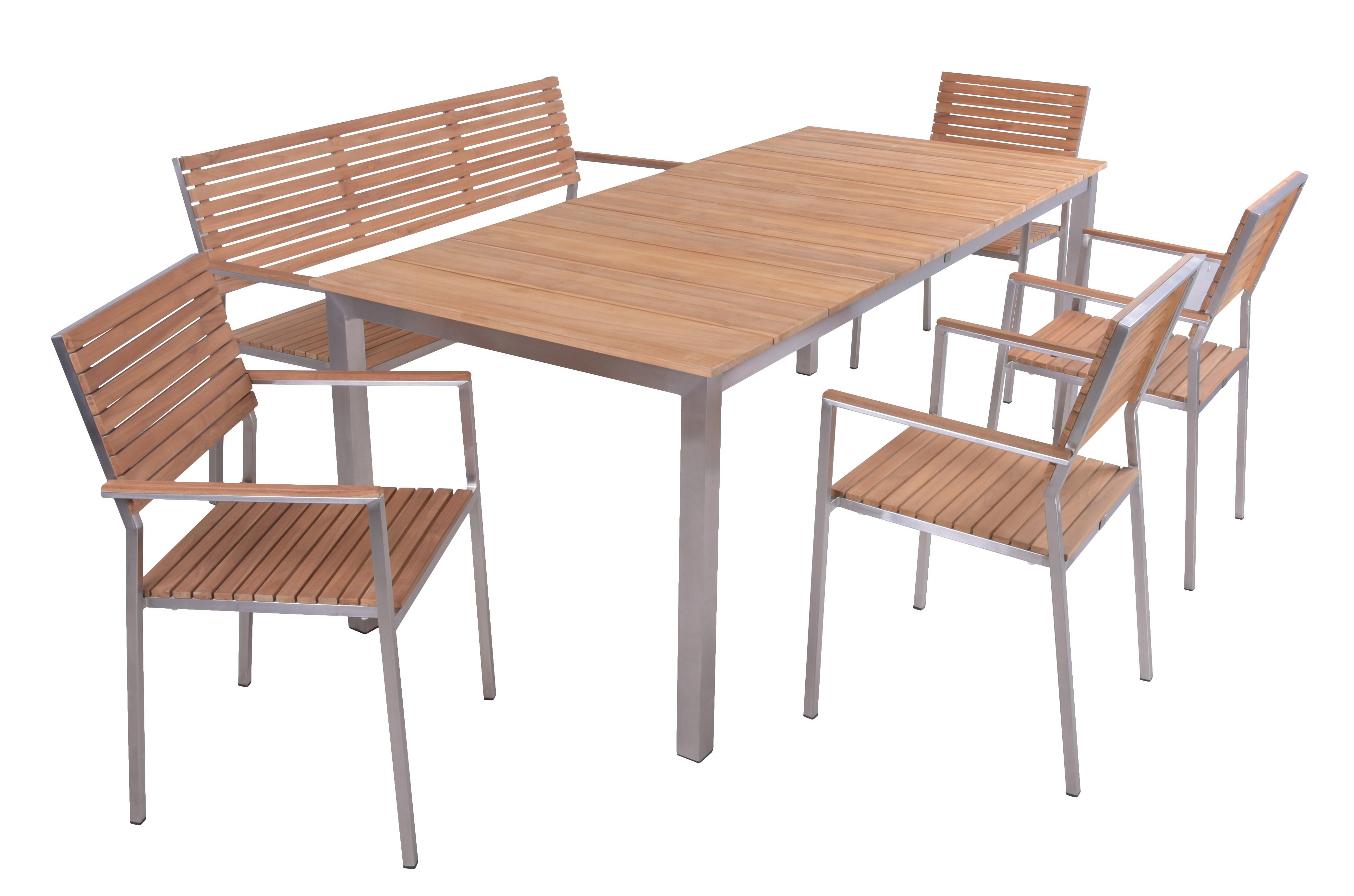 Tischgruppe Dallas/Denver - Silberfarben/Schwarz, Basics, Holz/Kunststoff - Gardenson