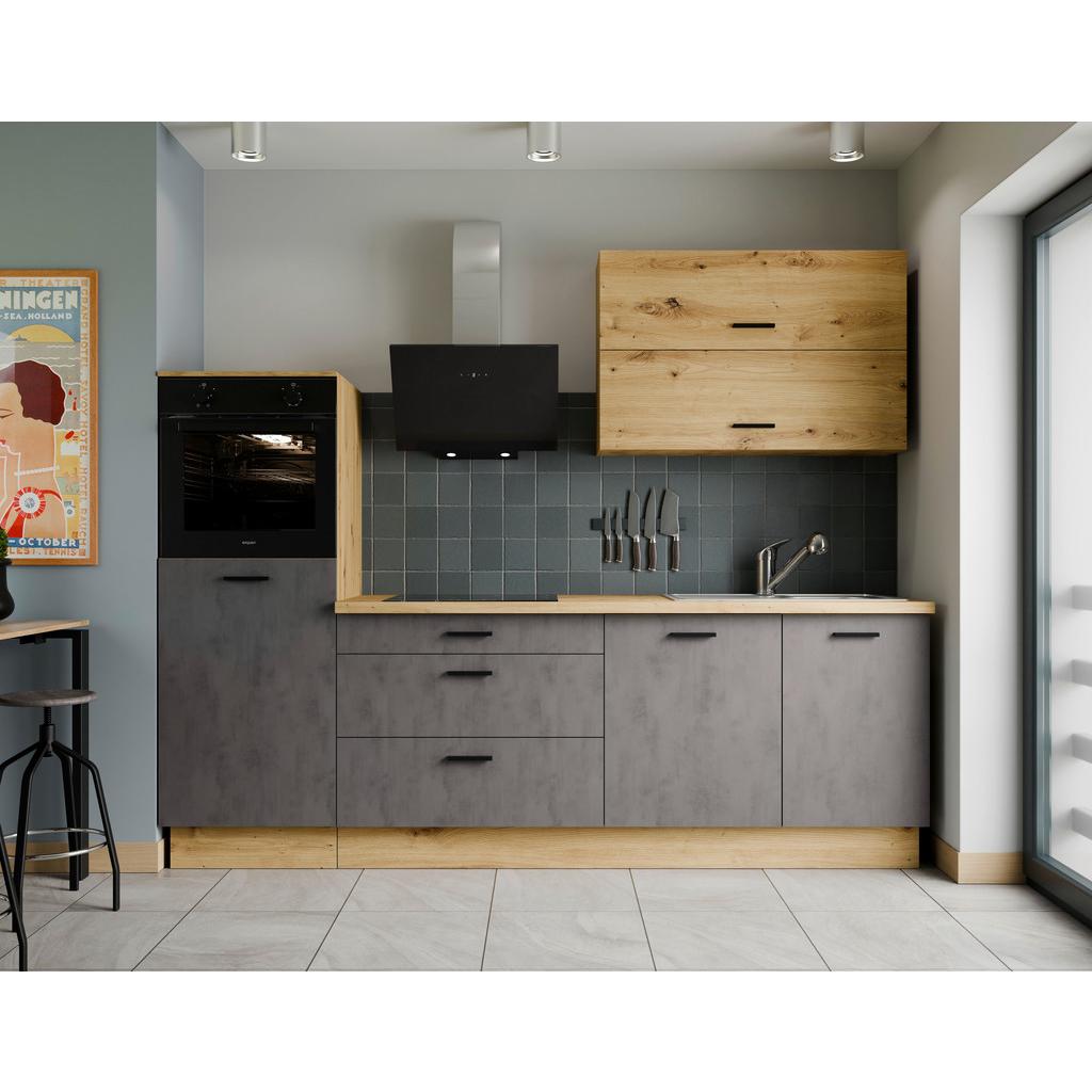 Küchenleerblock Bobbi 260cm Anthrazit/ Eiche Dekor