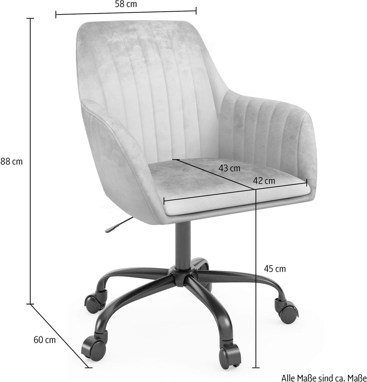 Drehstuhl Perry Anthrazit B: 58cm - Anthrazit/Schwarz, Design, Textil/Metall (58/78/54cm) - MID.YOU