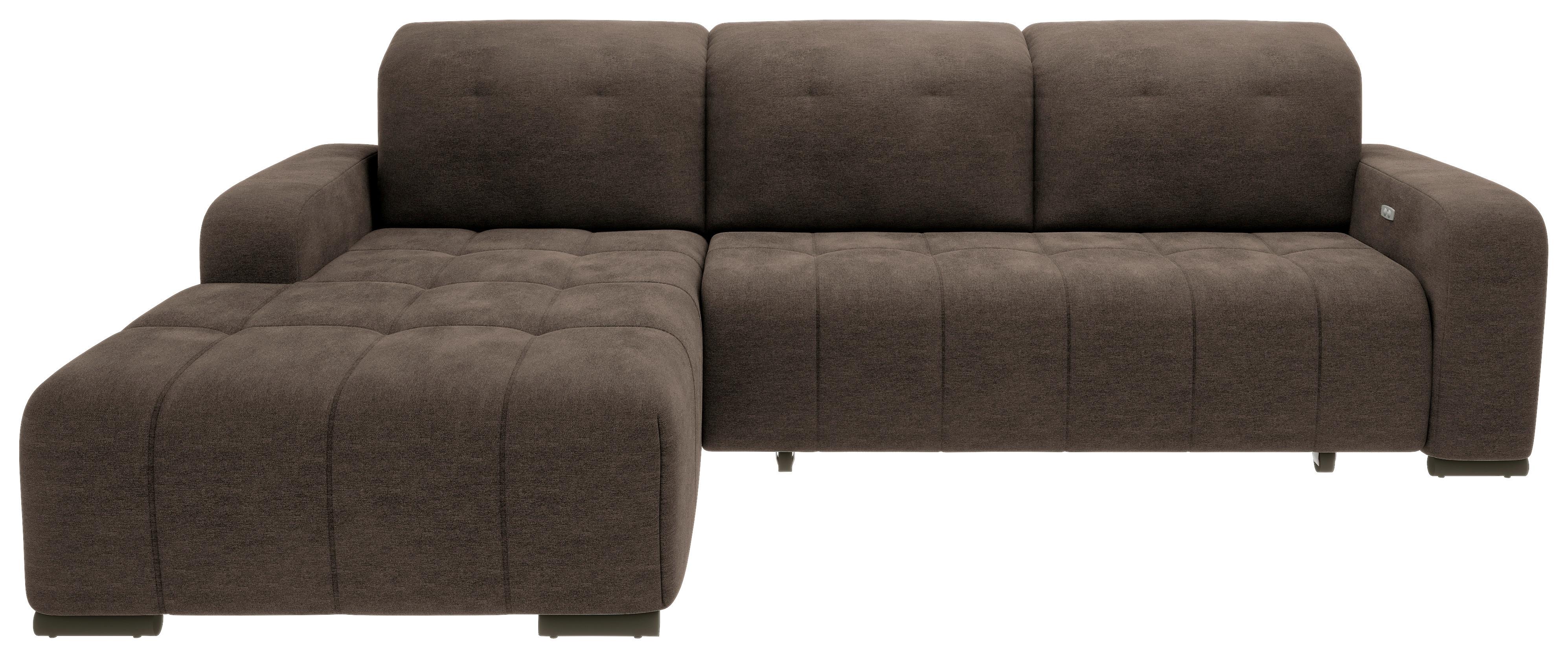 Ecksofa mit Schlaffunktion Vicari Dunkelbraun 292x185 cm - Dunkelbraun/Schwarz, MODERN, Textil (292/185cm) - Livetastic
