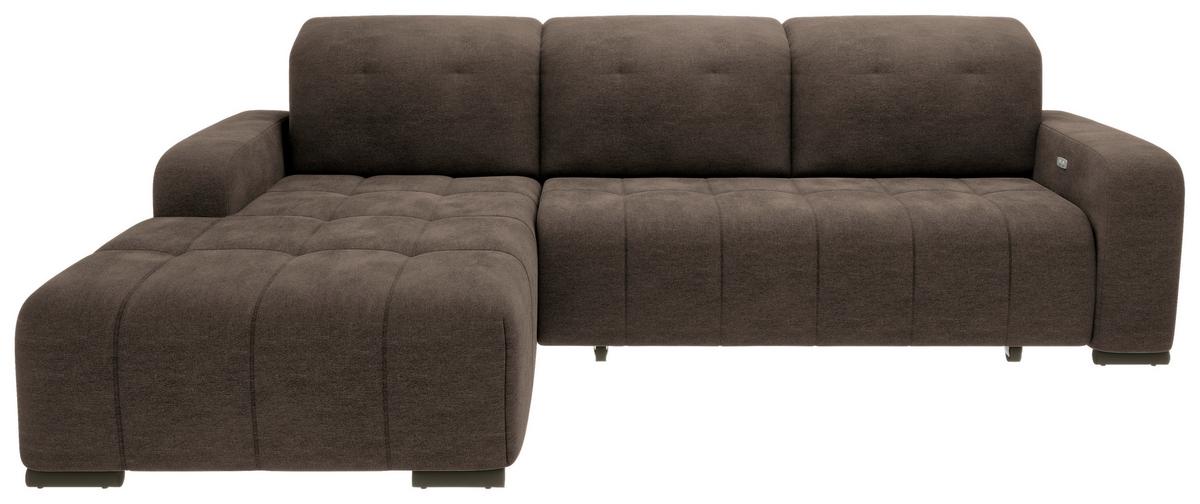 Ecksofa Mit Schlaffunktion Vicari Dunkelbraun 292x185 Cm - Dunkelbraun/Schwarz, MODERN, Textil (292/185cm) - Livetastic