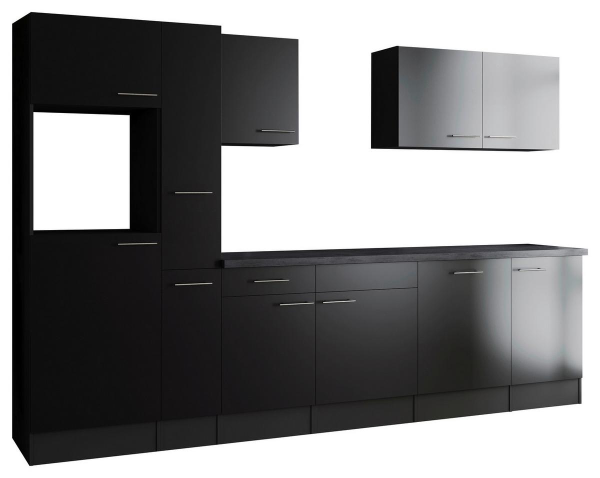 Küchenleerblock Oliver Grau, Schwarz B: 310 Cm - Schwarz/Grau, Design, Holzwerkstoff (310cm) - Respekta