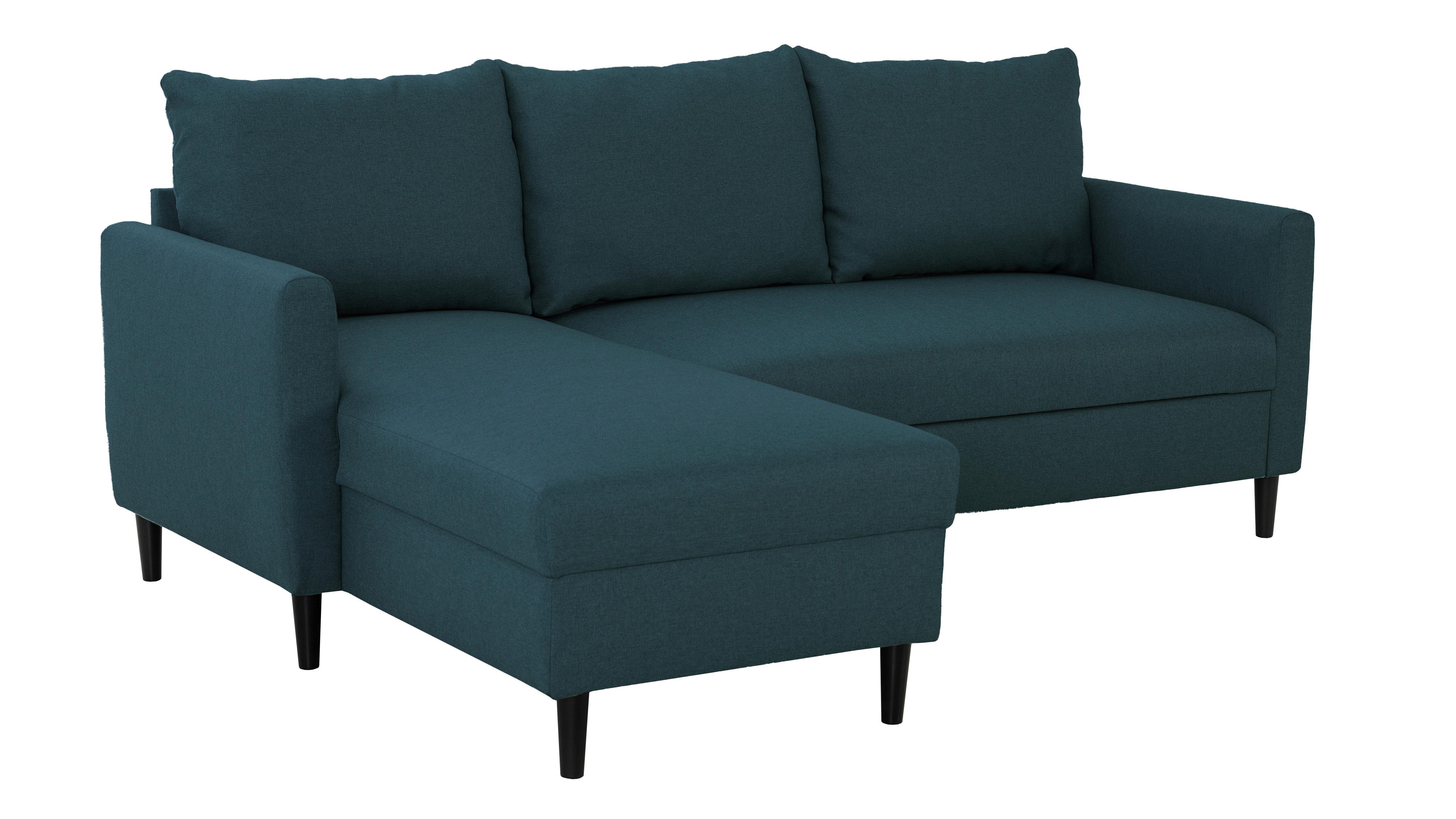 Ecksofa Tweety - Petrol/Schwarz, Basics, Textil (192/138cm) - P & B