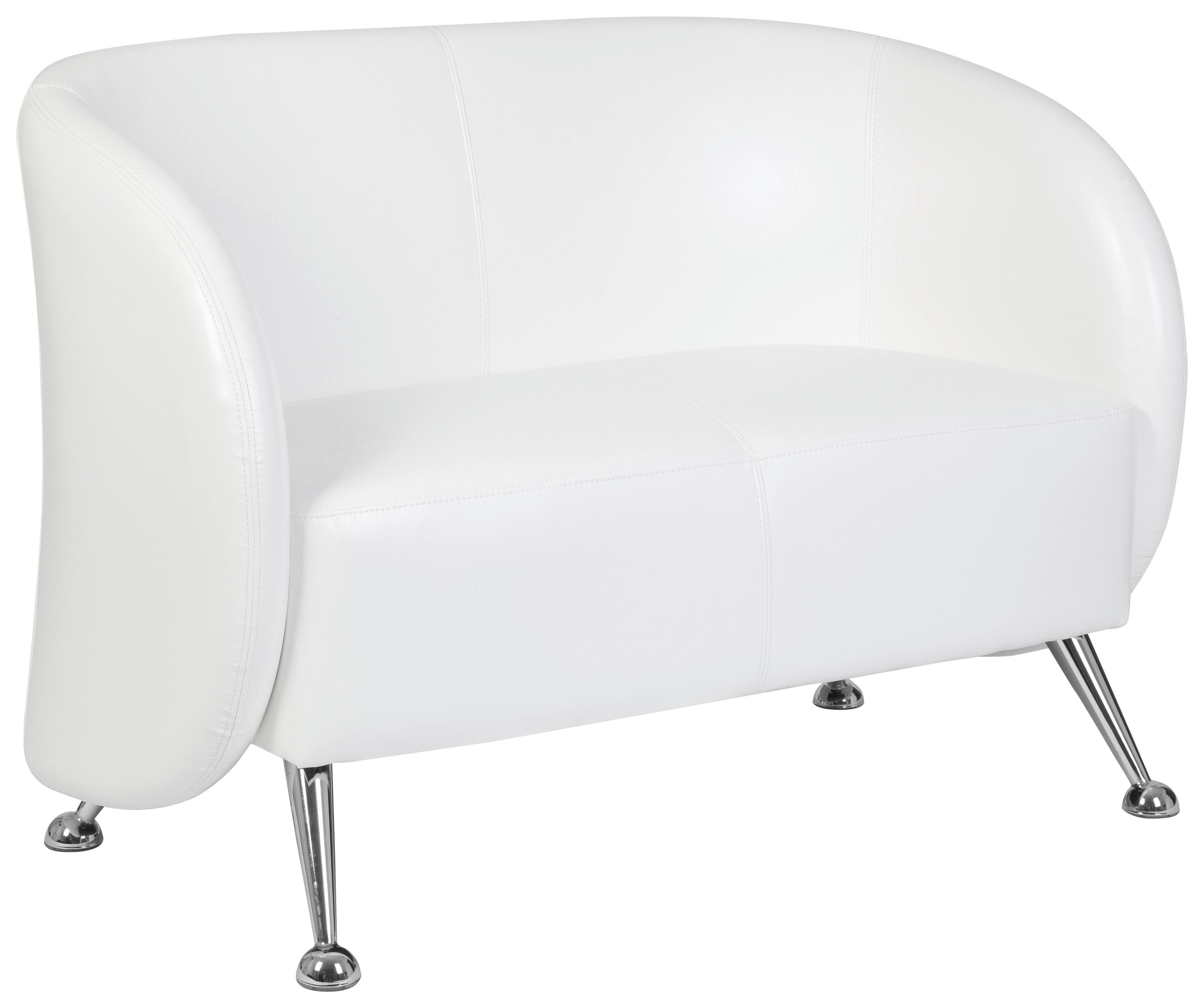 Zweisitzer-Sofa St. Lucia Weiß - Chromfarben/Weiß, MODERN, Textil (118/85/58cm) - MID.YOU