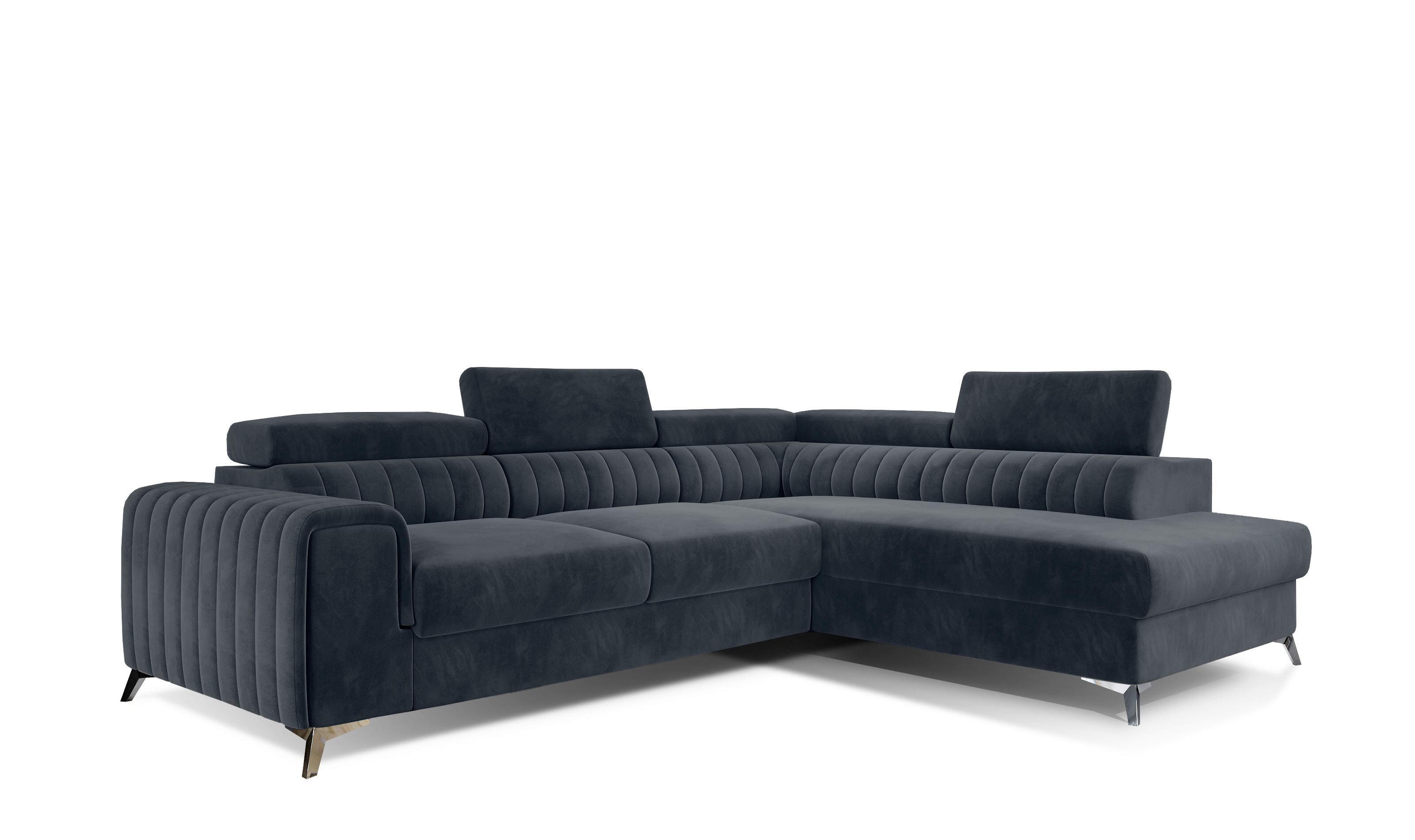 Ecksofa Laurence Dunkelgraus:278x205cm - Dunkelgrau/Silberfarben, Design, Textil (278/205cm) - MID.YOU