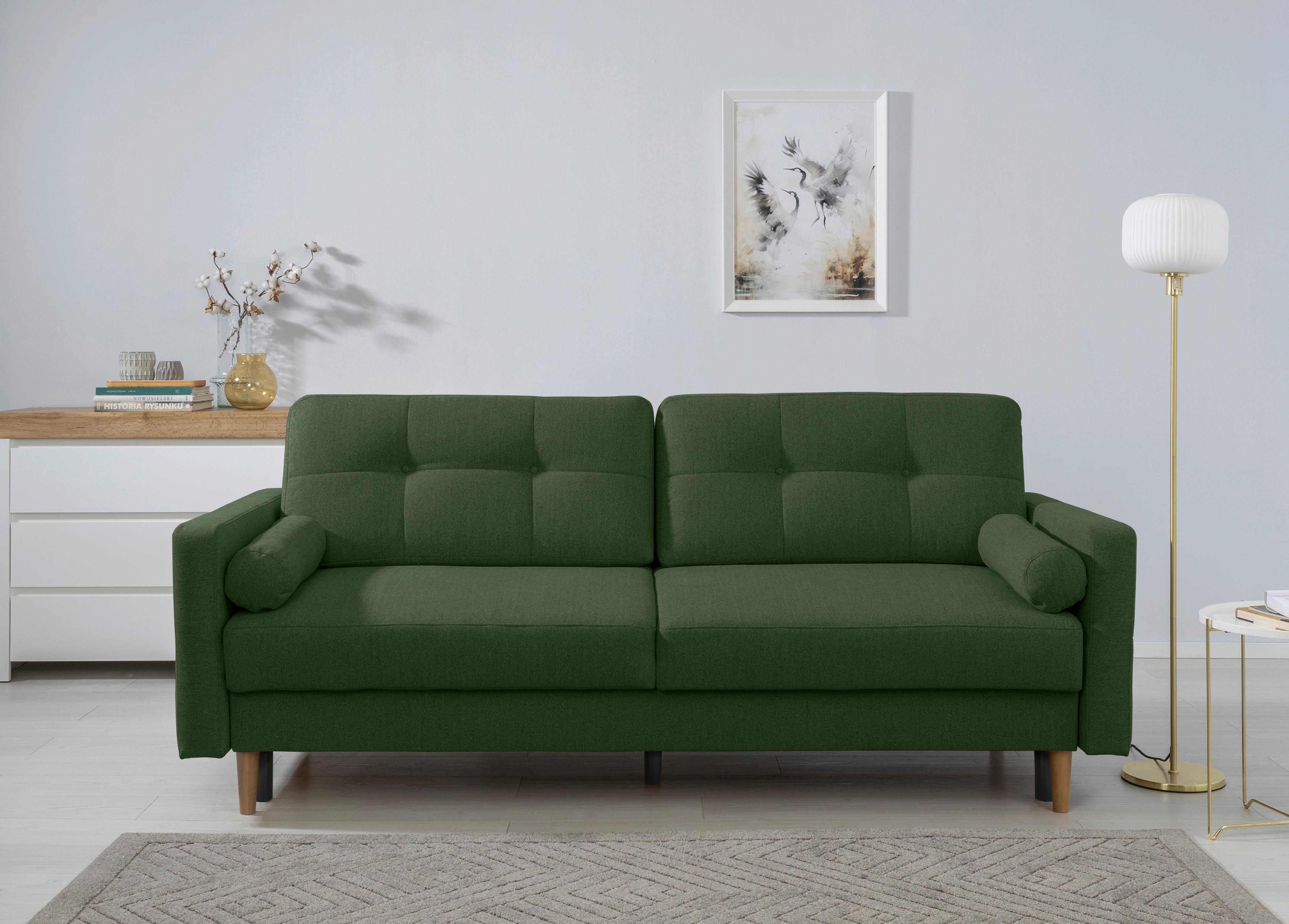 Schlafsofa Noret, Grün B: 222 cm - Buchefarben/Grün, Design, Textil (222/93/99cm) - MID.YOU