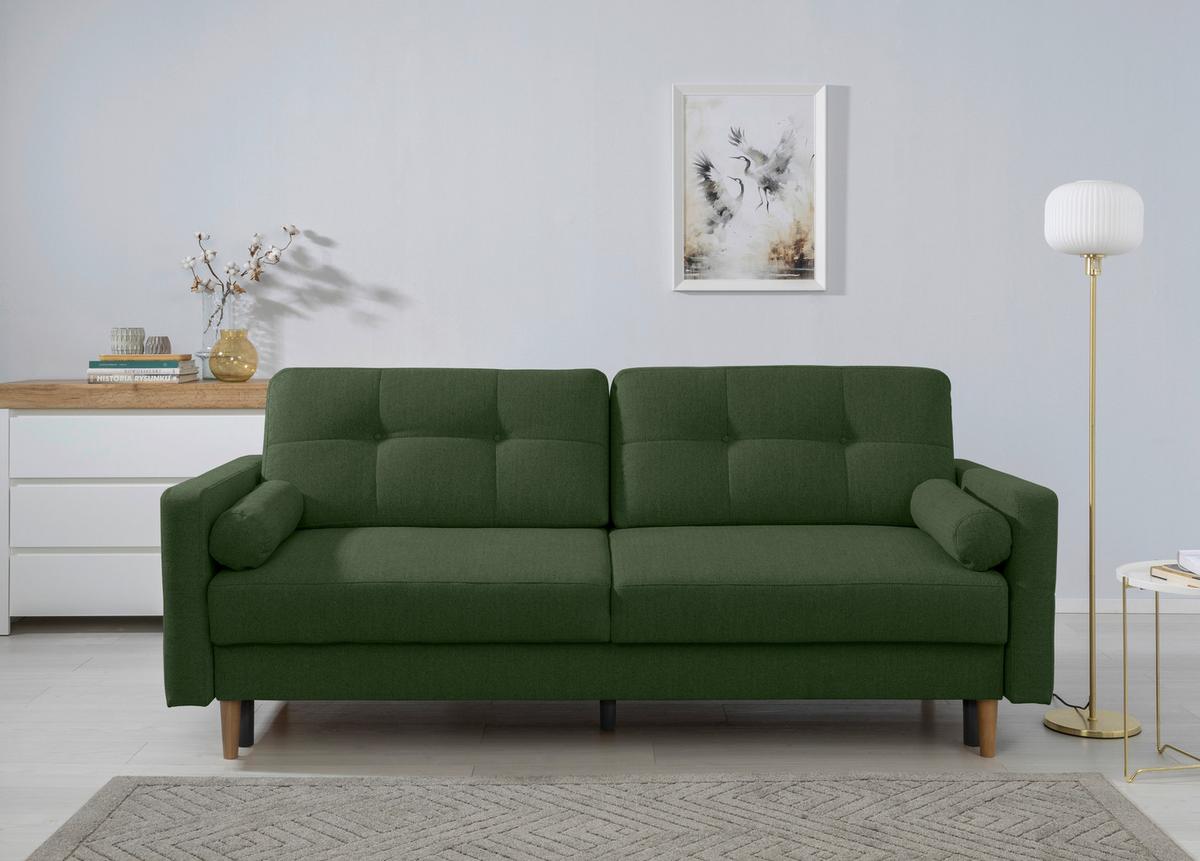 Schlafsofa Noret, Grün B: 222 Cm - Buchefarben/Grün, Design, Textil (222/93/99cm) - MID.YOU