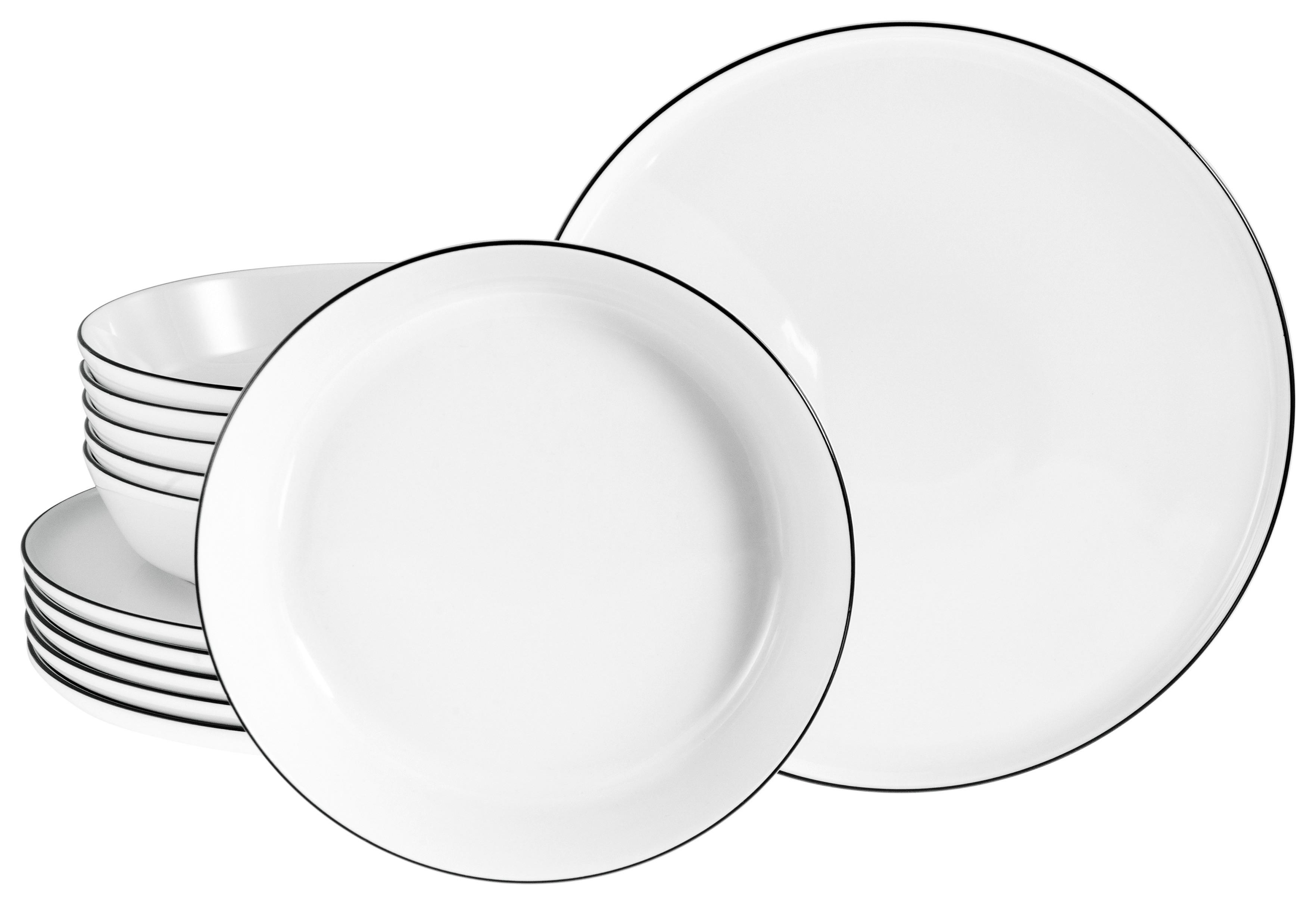 Tafelservice Chef Collection 12--Teilig., Schwarz, Weiß - Schwarz/Weiß, Basics, Keramik - Creatable