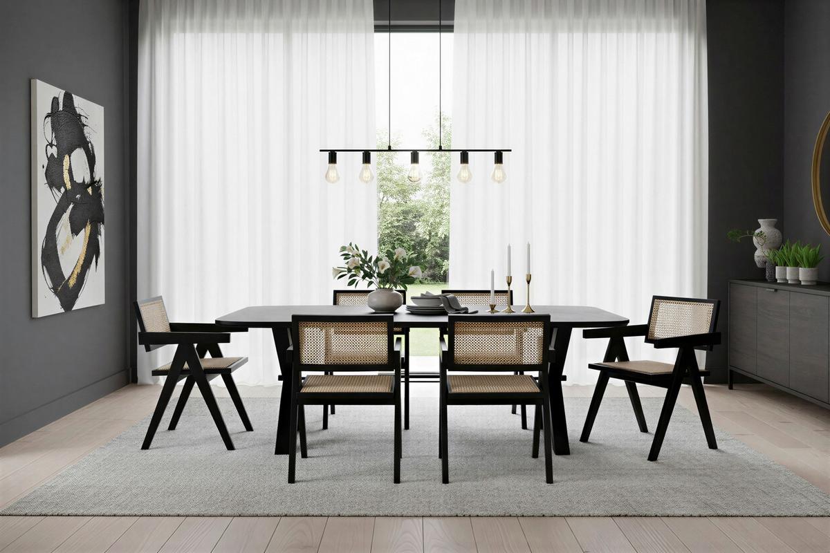 ARMLEHNSTUHL Schwarz/Naturfarben B: 52cm - Schwarz/Naturfarben, MODERN, Holz (52/78/58cm) - MID.YOU
