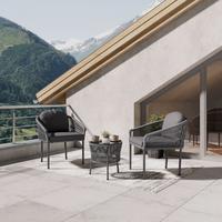 Balkonmöbel Set Capri Metall mit Kissen - Dunkelgrau/Hellgrau, MODERN, Textil/Metall - Beldano