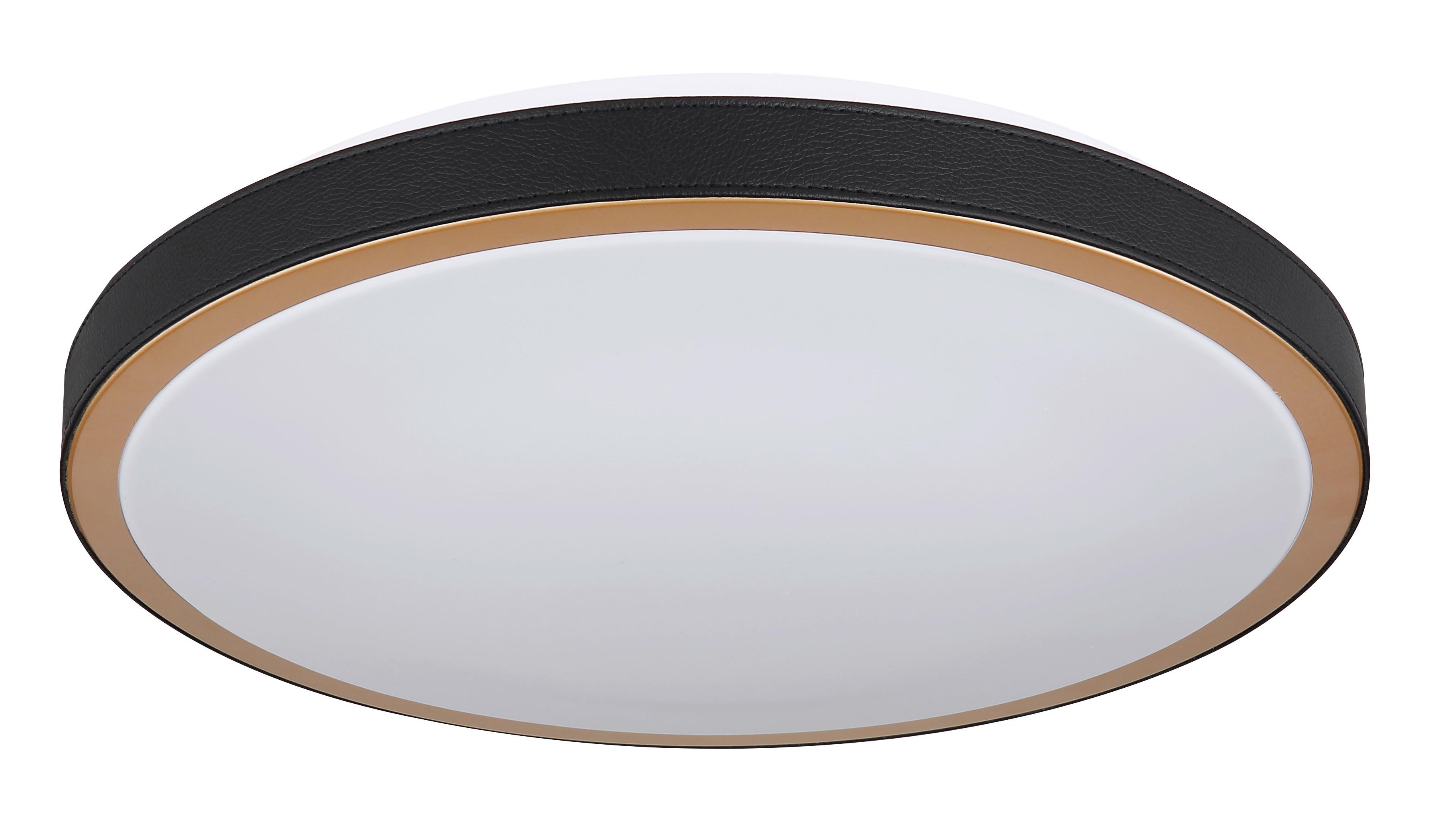 Led-deckenleuchte 41765-24 - Opal/Schwarz, Basics, Leder/Kunststoff (42/9,5cm) - Globo