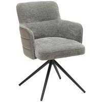 Armlehnstuhl Mia Webstoff Grau, B: 58 cm - Schwarz/Grau, KONVENTIONELL, Textil/Metall (58/82/64cm) - MID.YOU