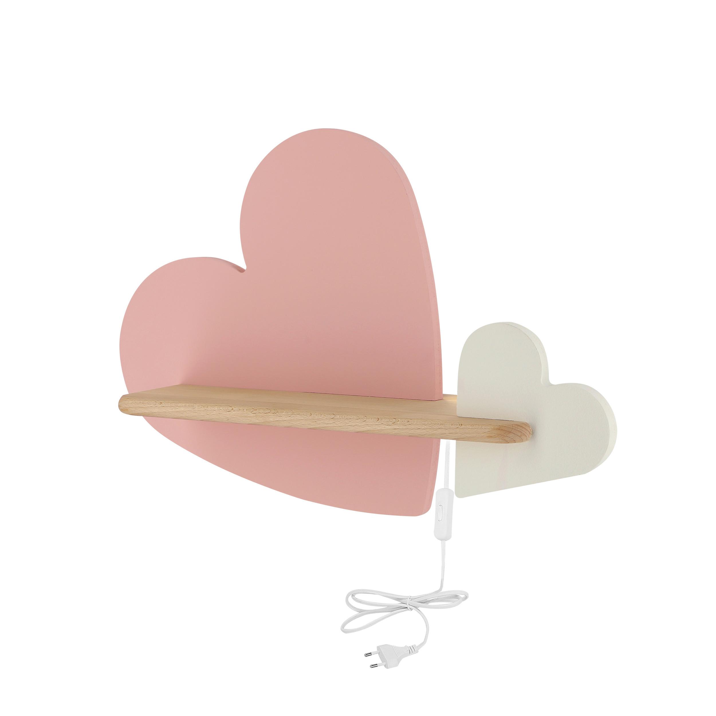 KINDERWANDLEUCHTE HEART - Pink/Weiß, Basics, Holz/Holzwerkstoff (43/12/26cm)