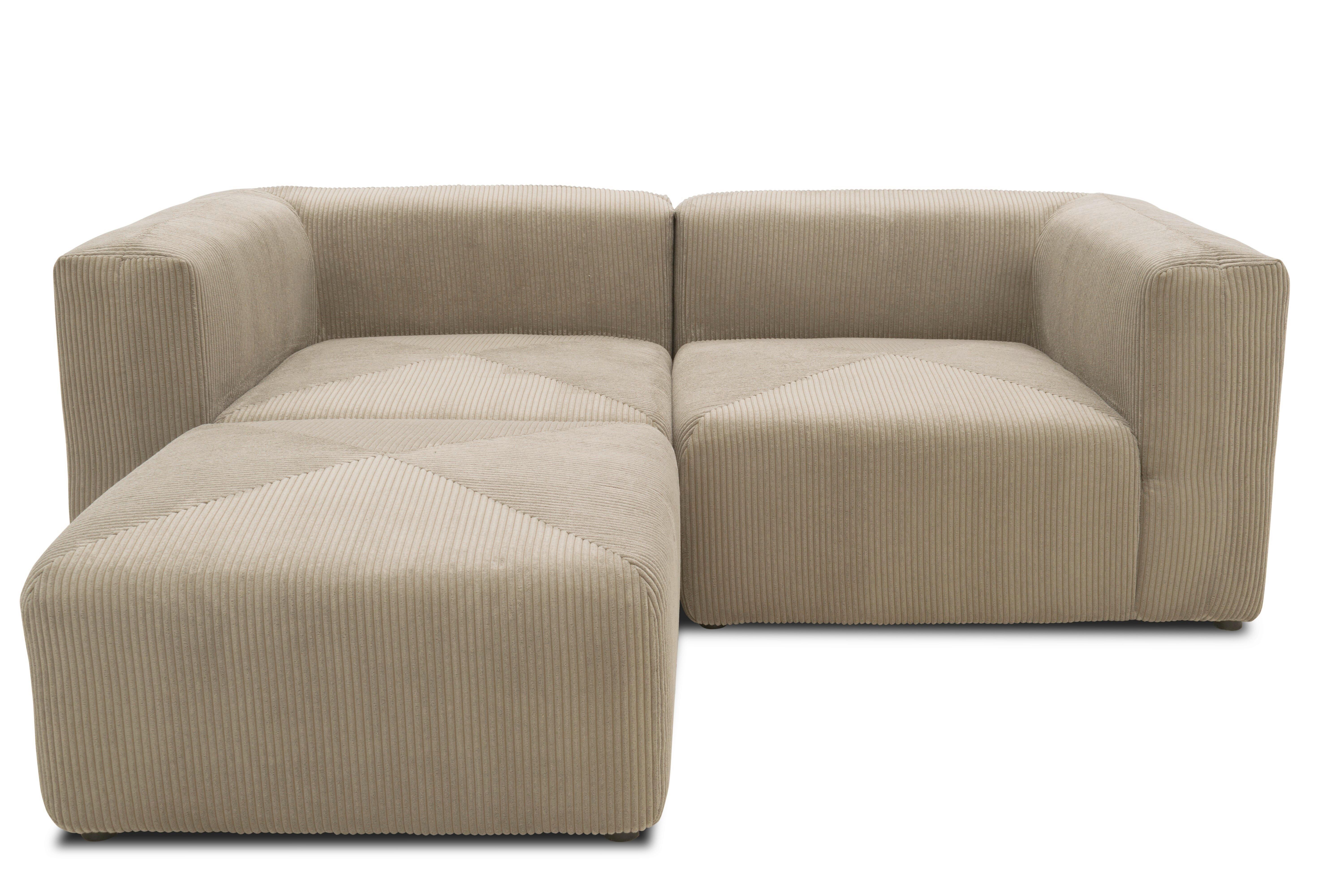 Ecksofa Schlammfarben B: 216 Cm - Schlammfarben/Schwarz, Design, Textil (216/69/193cm) - MID.YOU