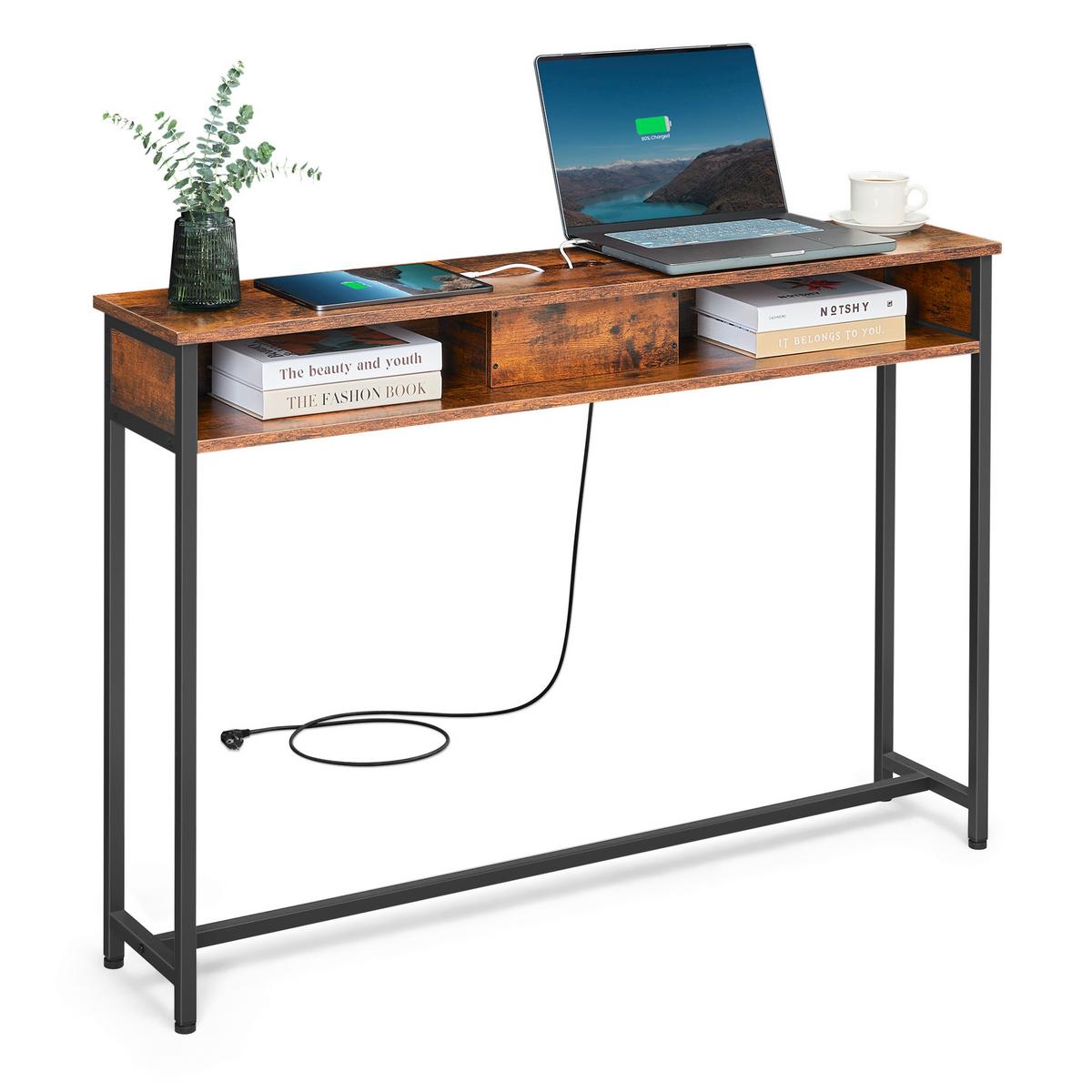 Konsolentisch Schwarz, Dunkelbraun B: 120 Cm - Dunkelbraun/Schwarz, Trend, Holzwerkstoff/Metall (120/81/25cm) - MID.YOU