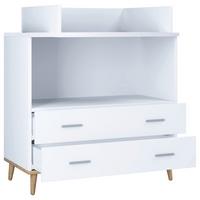 Wickelkommode Landos B: 80 cm Weiß/Honigeiche 1 Tür - Honigeiche/Weiß, MODERN, Holzwerkstoff (60/93/49cm) - Livetastic