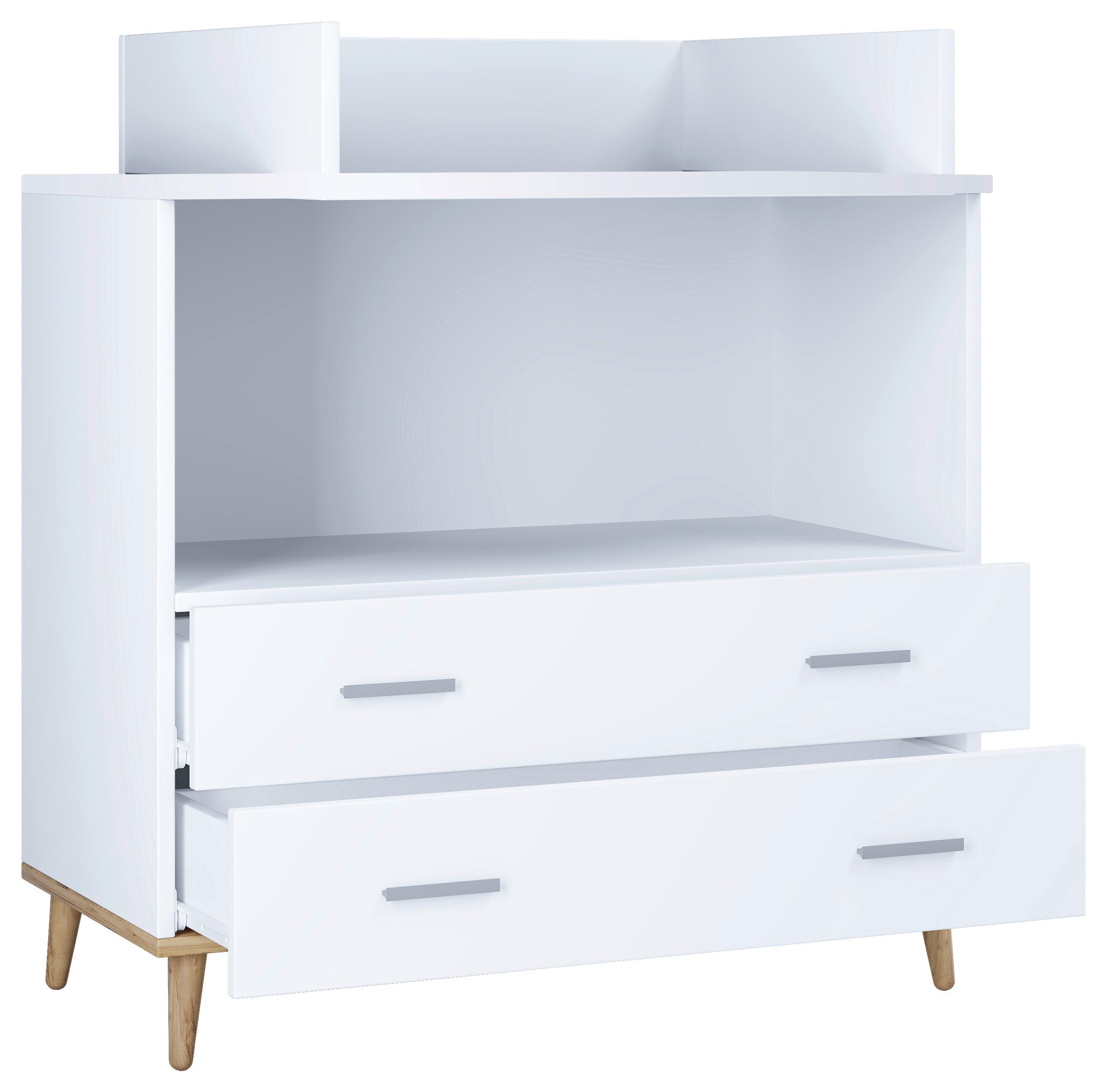 Wickelkommode Landos B: 80 cm Weiß/Honigeiche 1 Tür