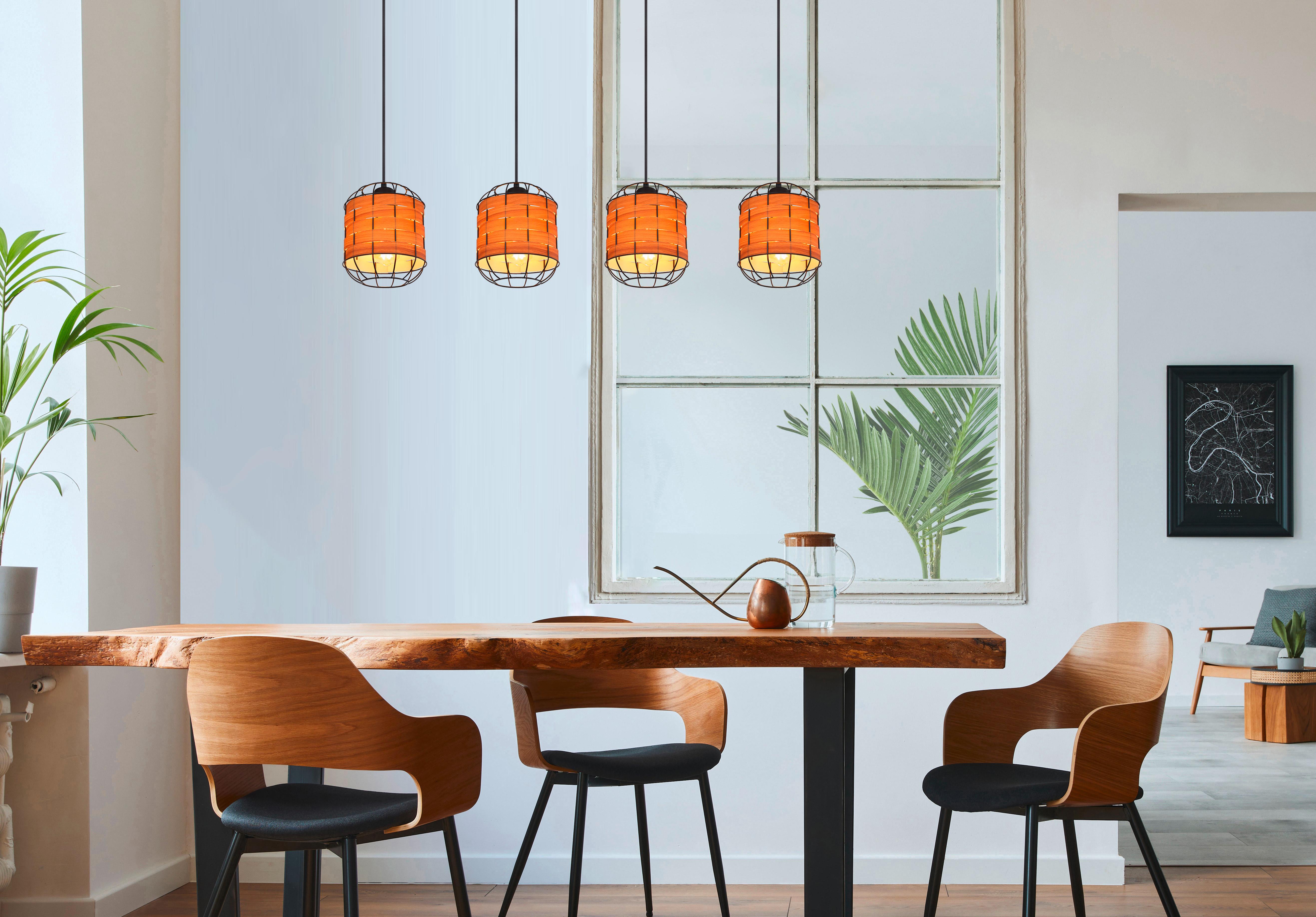 Hängeleuchte Solar H: 120 Cm 4-Flammig Braun/schwarz - Schwarz/Braun, Basics, Kunststoff/Metall (100/18/120cm) - Globo