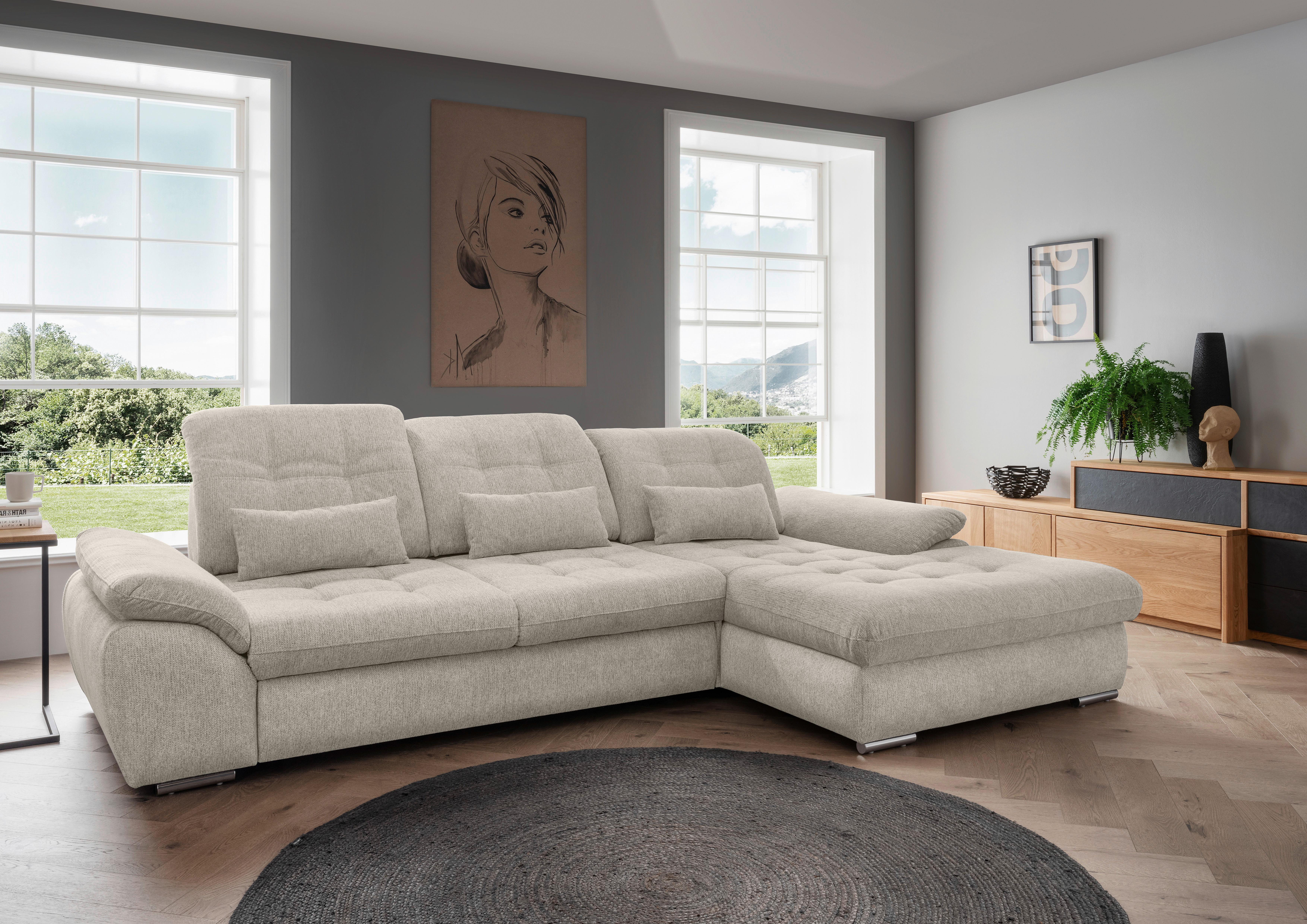 ECKSOFA Rigatti, Beige S: 314x184 cm - Chromfarben/Beige, MODERN, Textil (314/184cm) - Livetastic