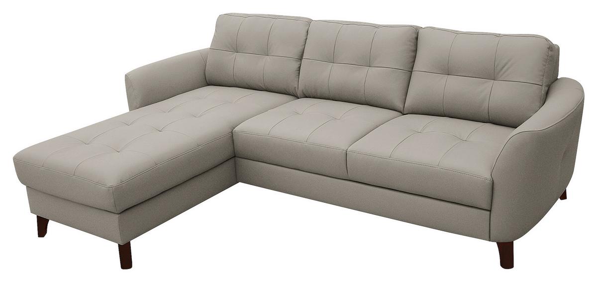 Ecksofa Nordic Plantinfarben S: 168x238 cm - Platinfarben/Buchefarben, Design, Leder/Textil (168/238cm) - Livetastic