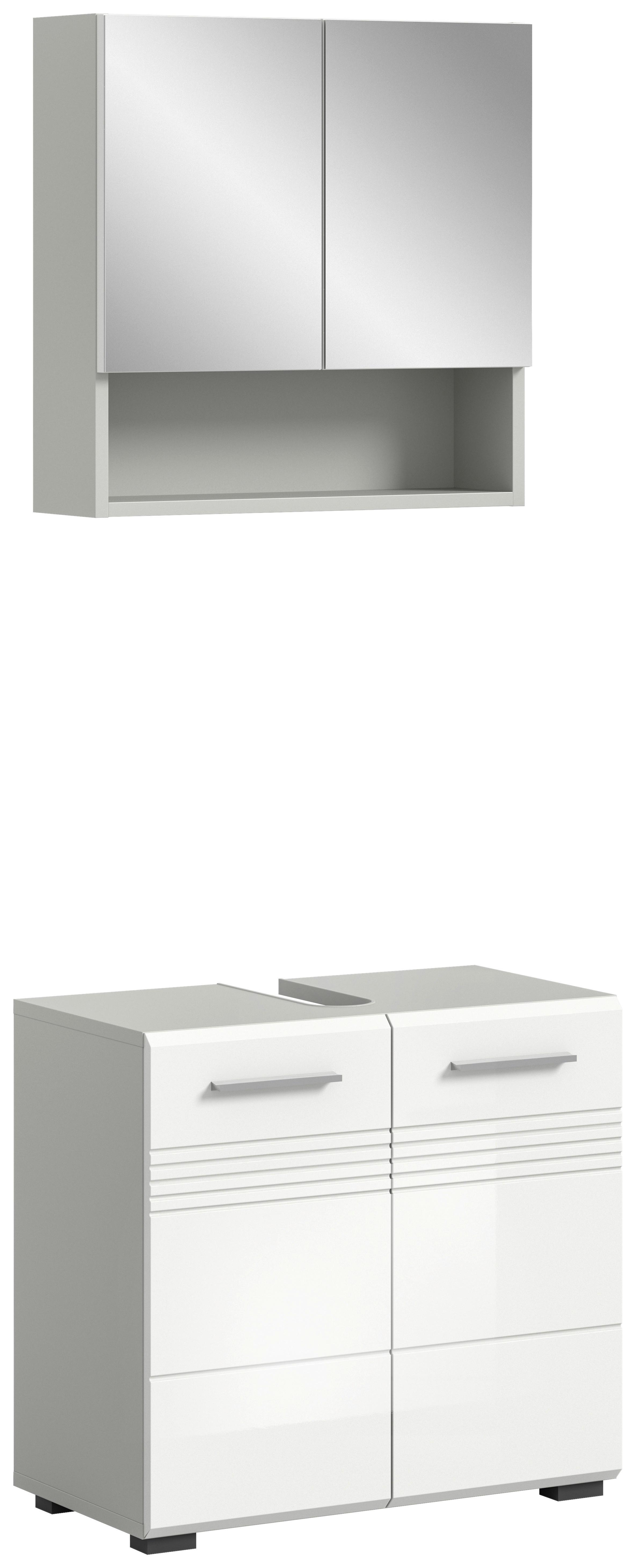 Badezimmer Copa Grau Weiß Hg B: 60 Cm - Weiß Hochglanz/Schwarz, MODERN, Holzwerkstoff (60cm) - MID.YOU